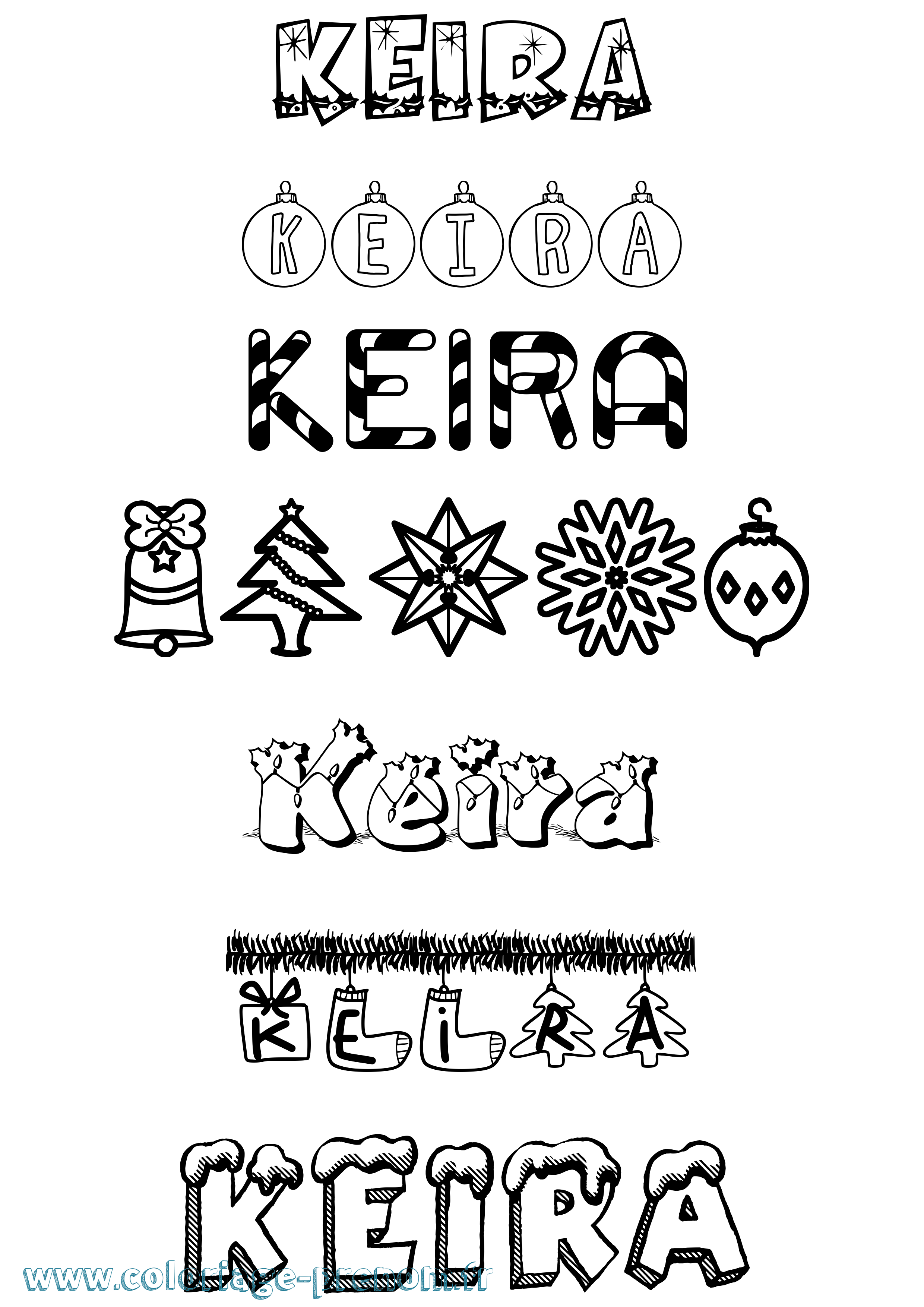 Coloriage prénom Keira Noël