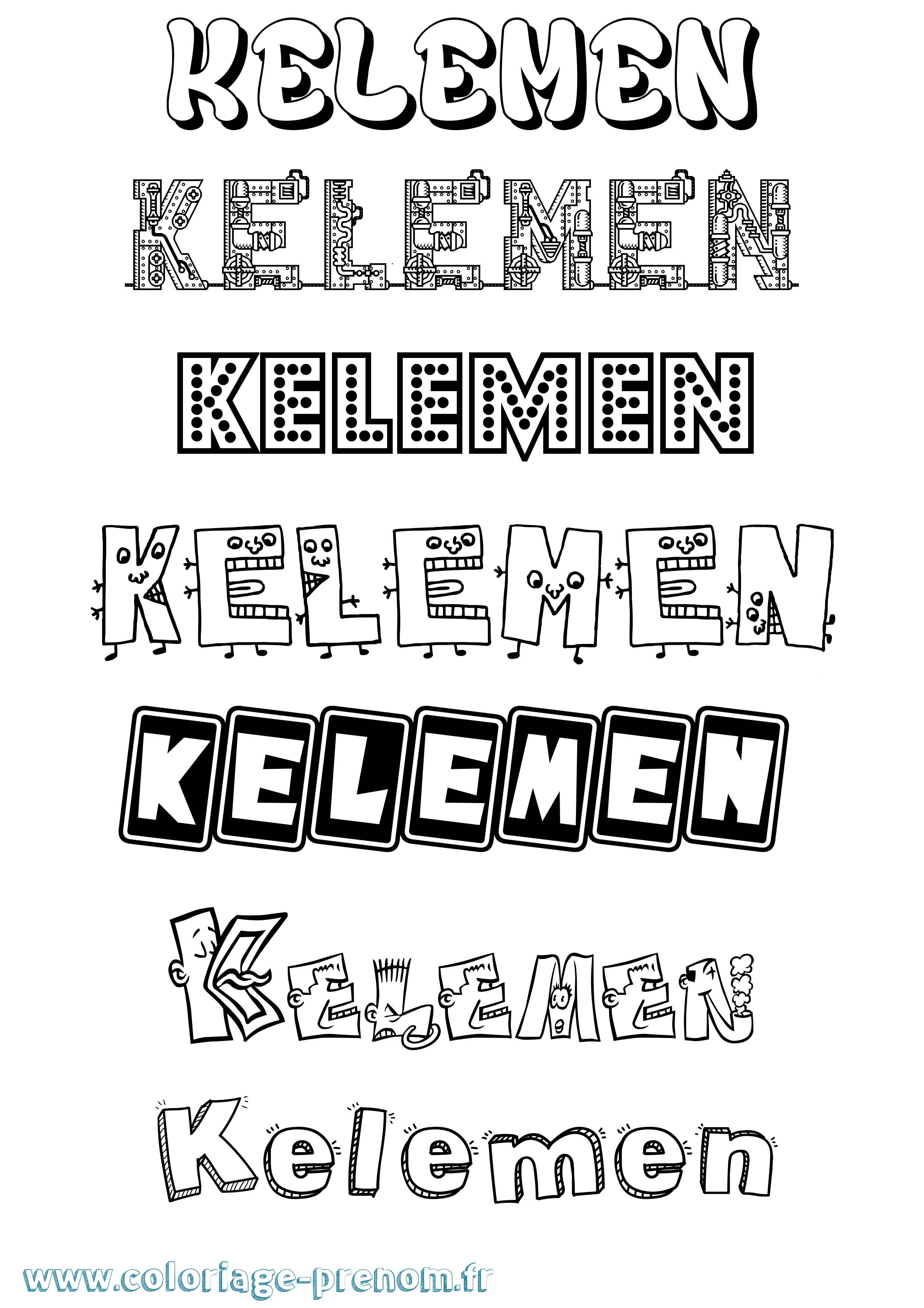 Coloriage prénom Kelemen Fun