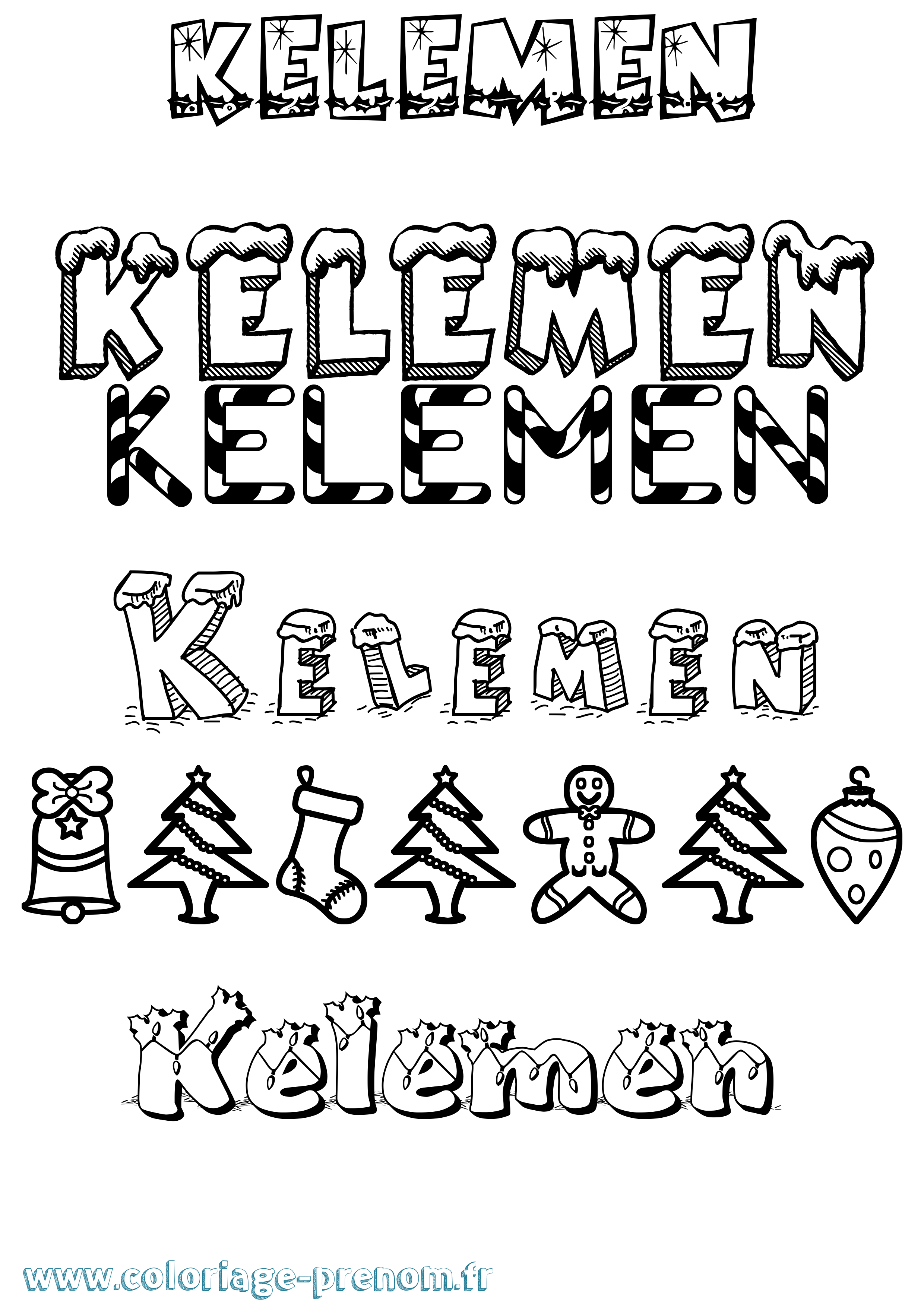 Coloriage prénom Kelemen Noël