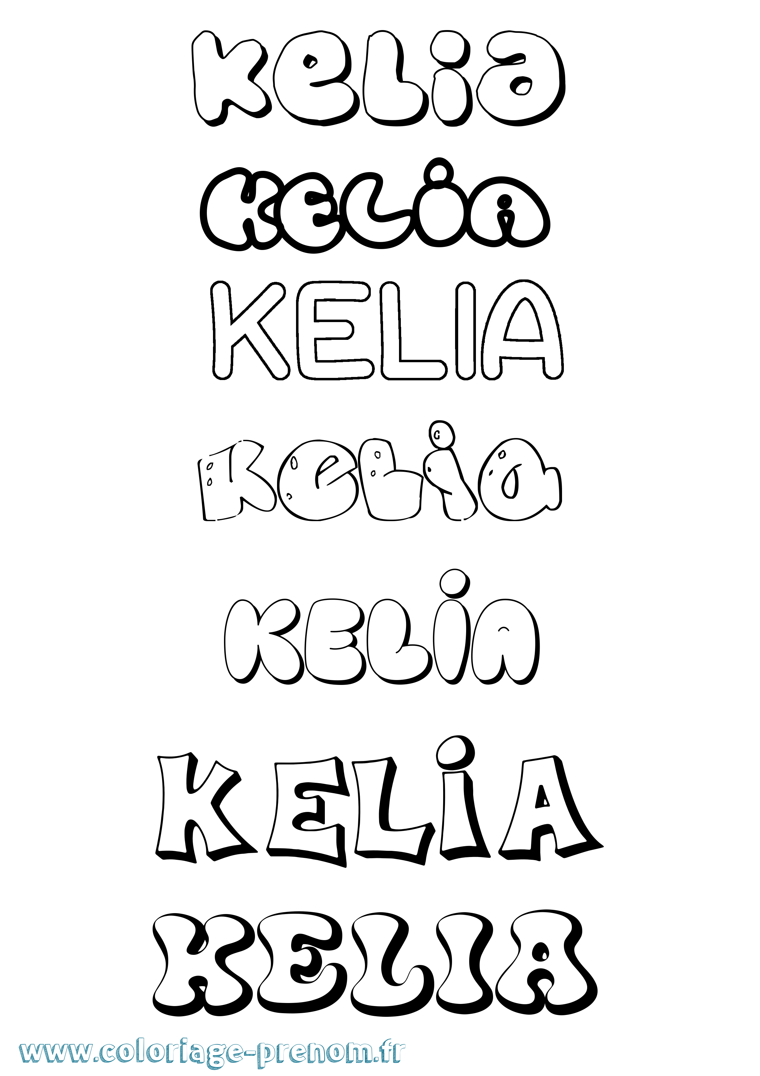 Coloriage prénom Kelia Bubble