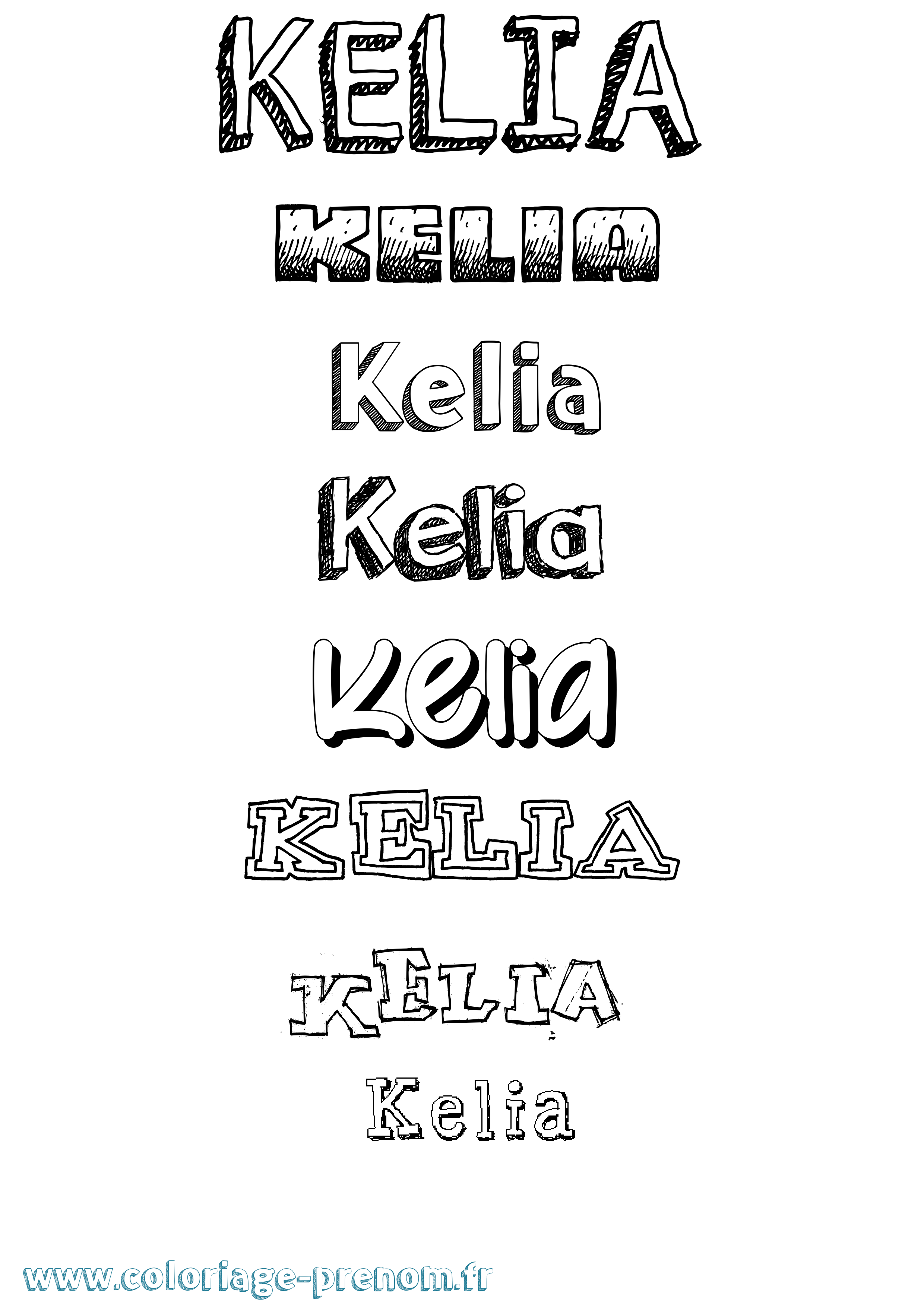Coloriage prénom Kelia Dessiné