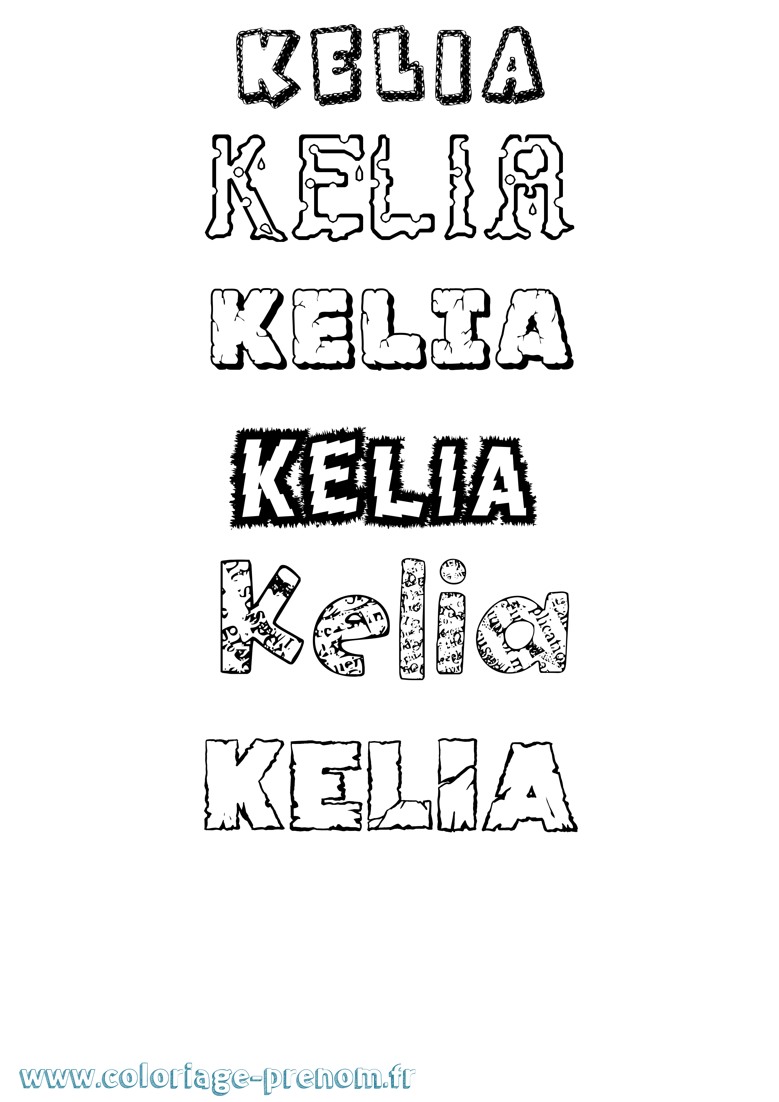 Coloriage prénom Kelia Destructuré