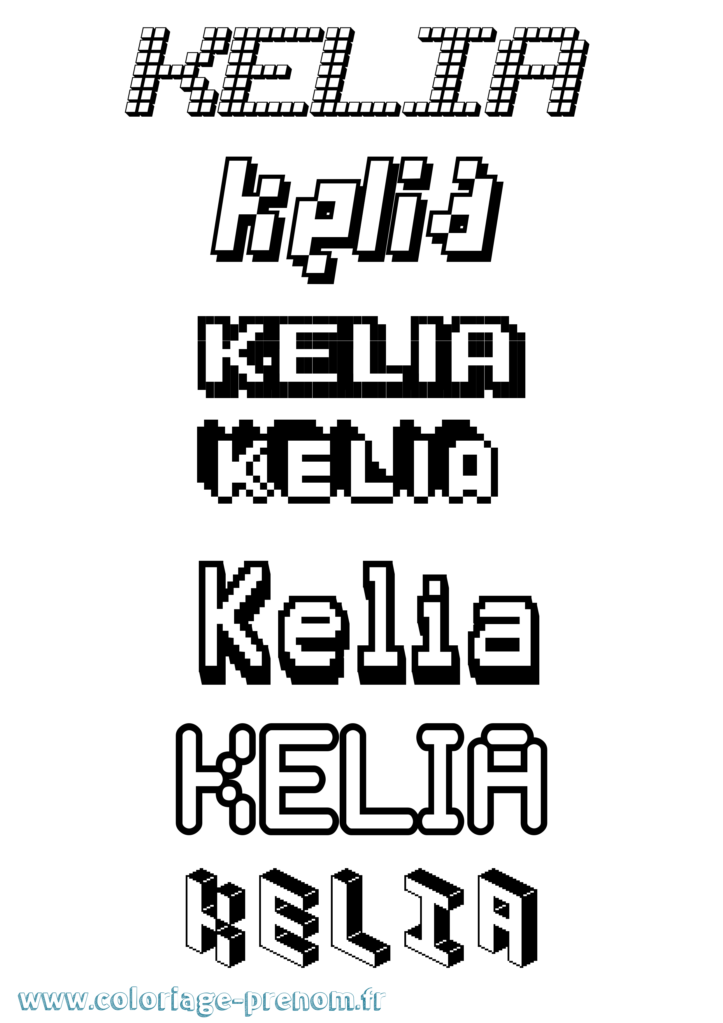Coloriage prénom Kelia Pixel