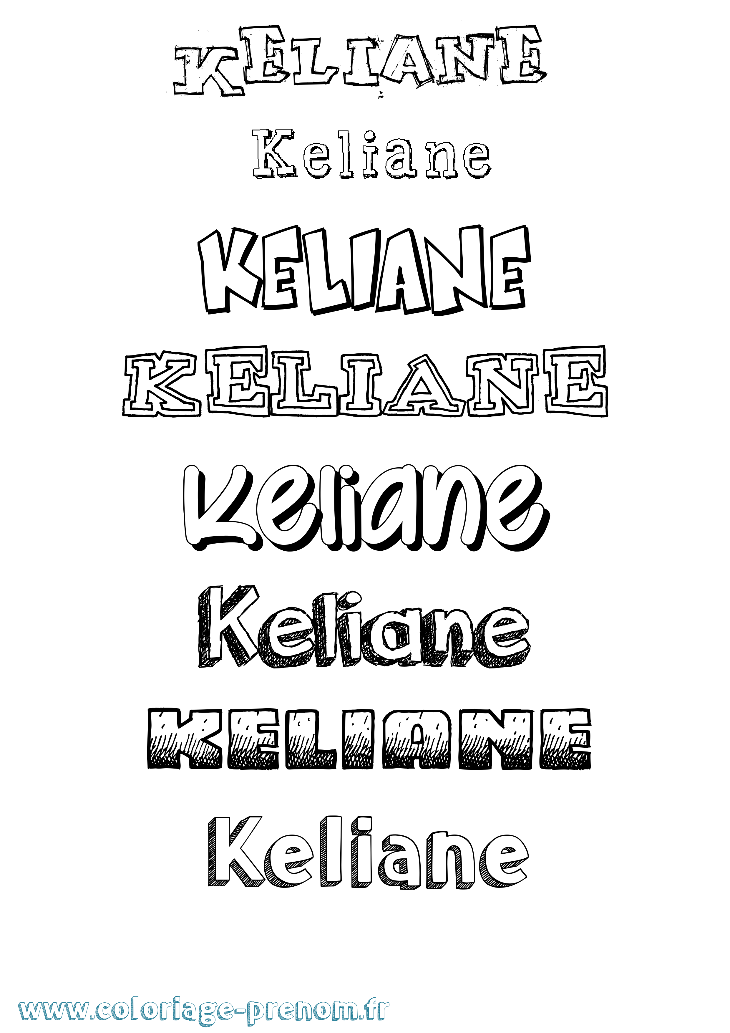 Coloriage prénom Keliane Dessiné