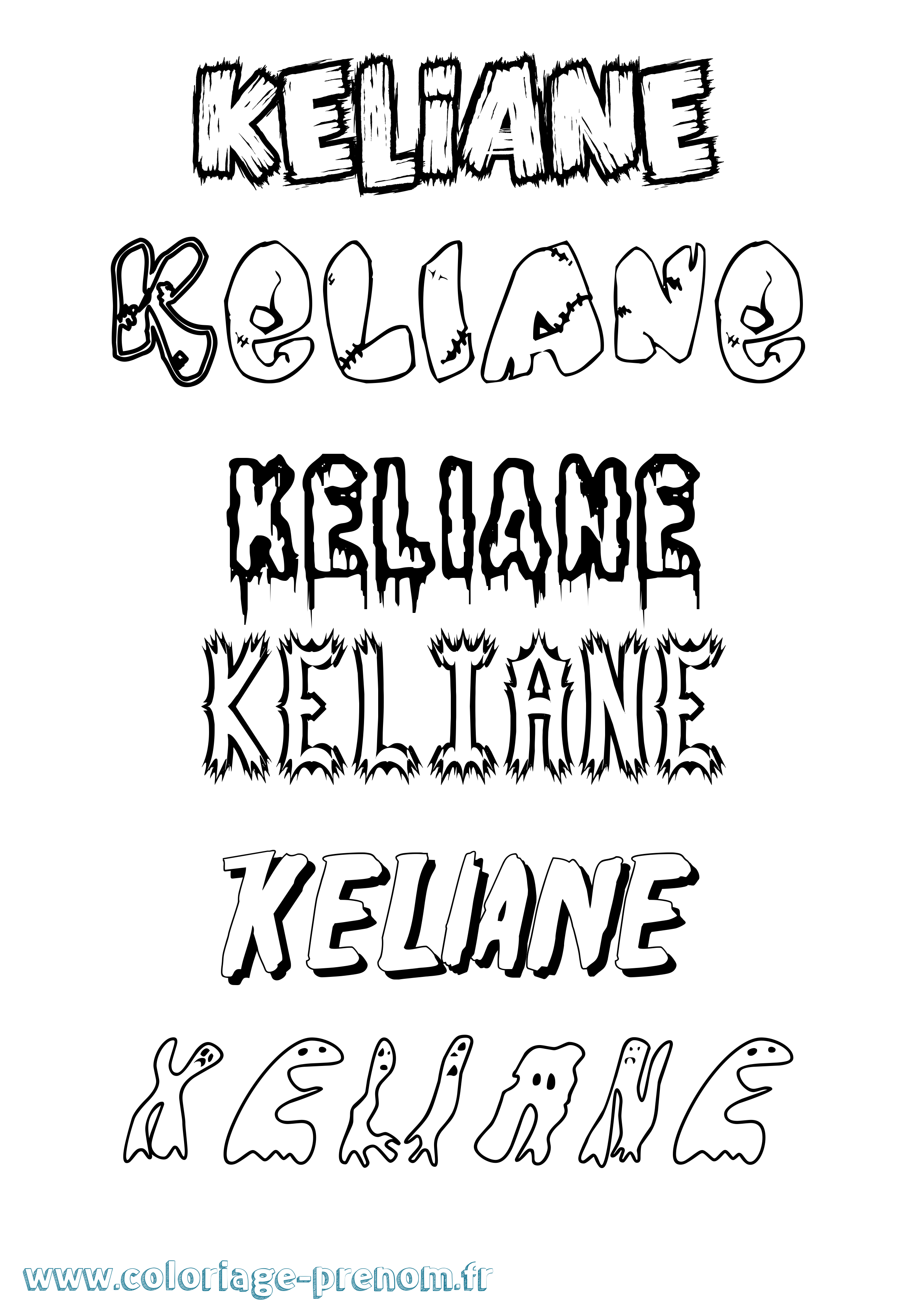 Coloriage prénom Keliane Frisson