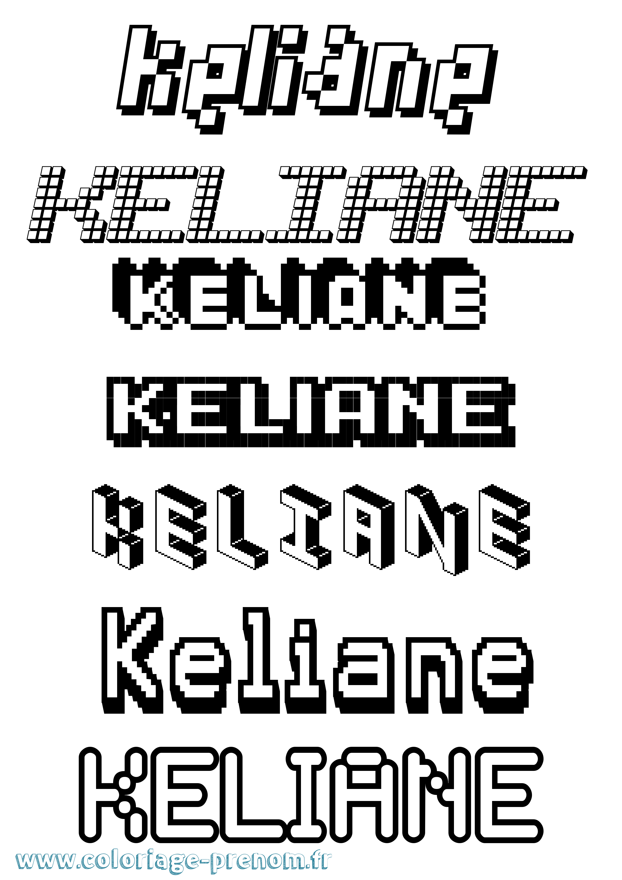 Coloriage prénom Keliane Pixel