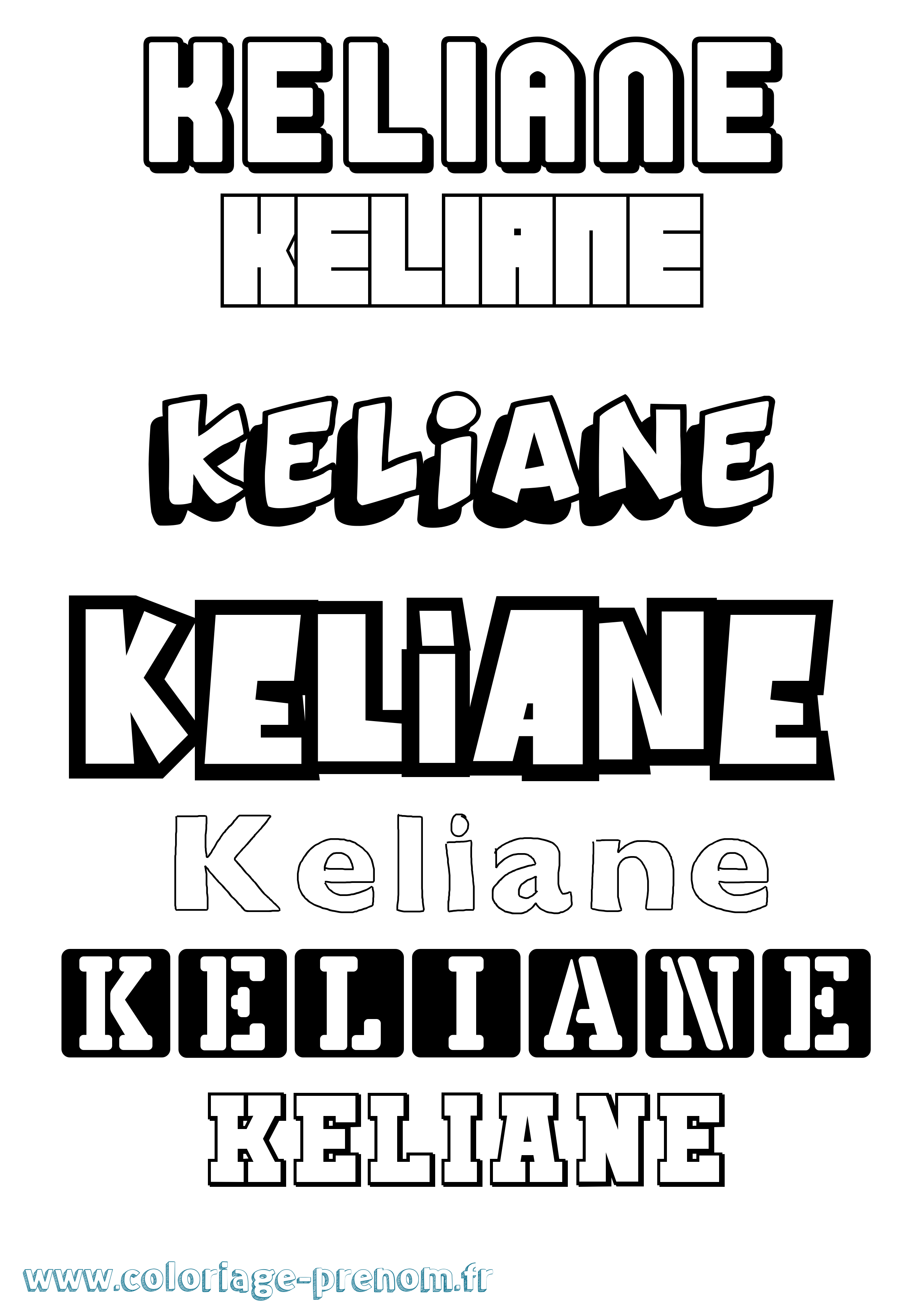Coloriage prénom Keliane Simple