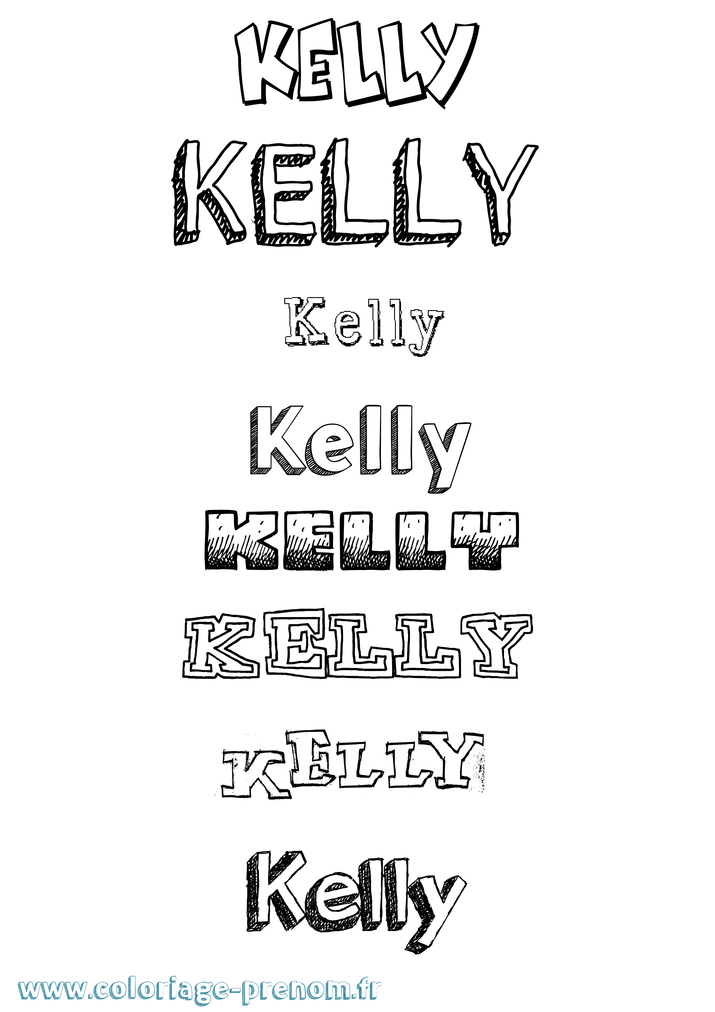 Coloriage prénom Kelly Dessiné