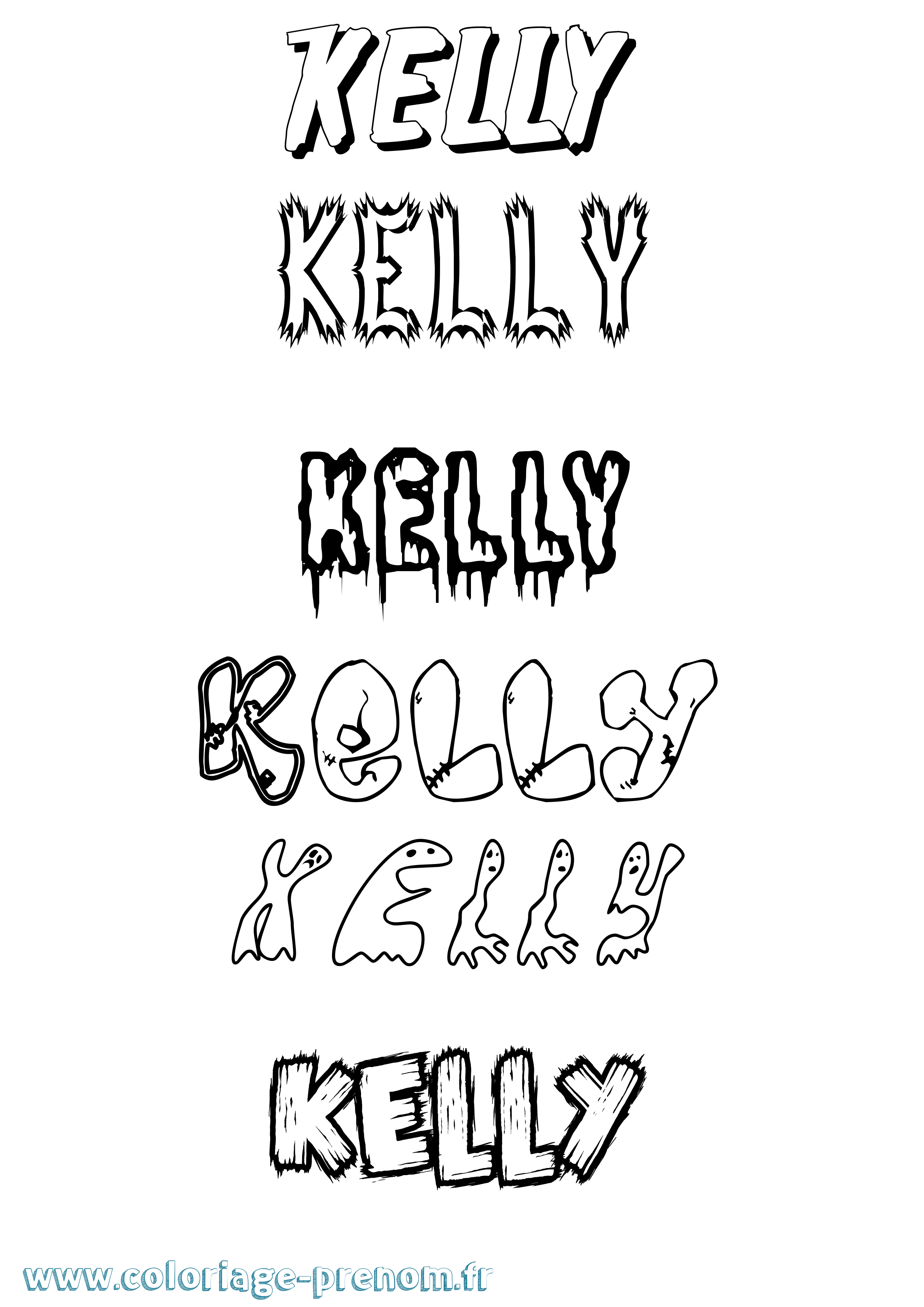 Coloriage prénom Kelly Frisson