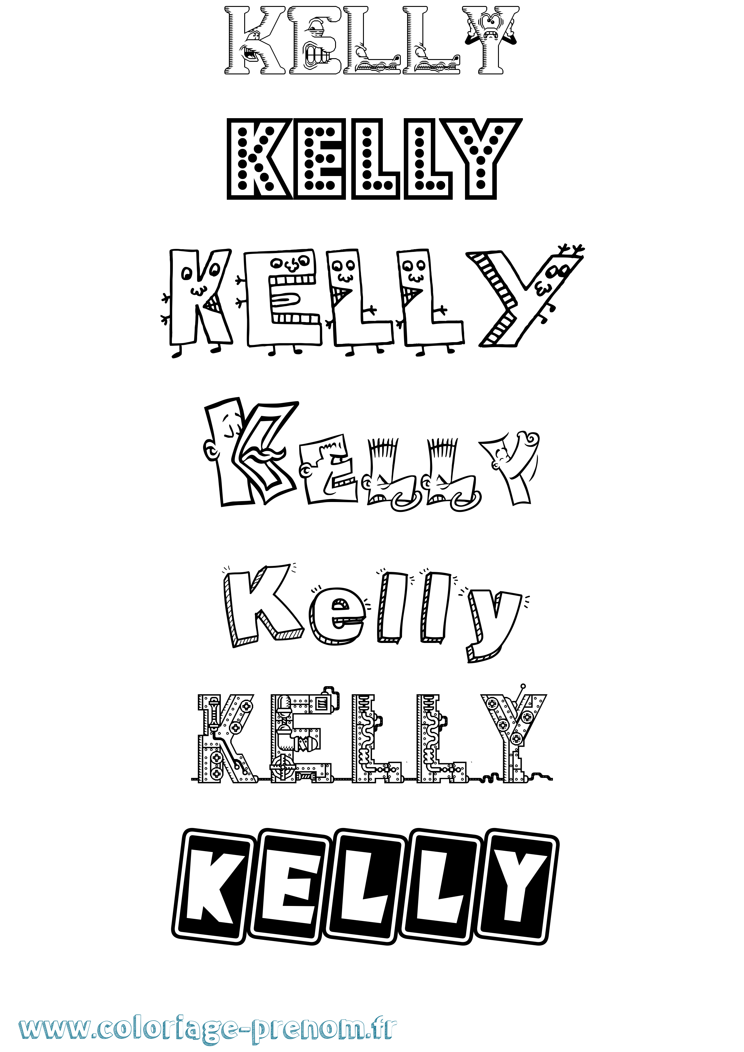 Coloriage prénom Kelly Fun