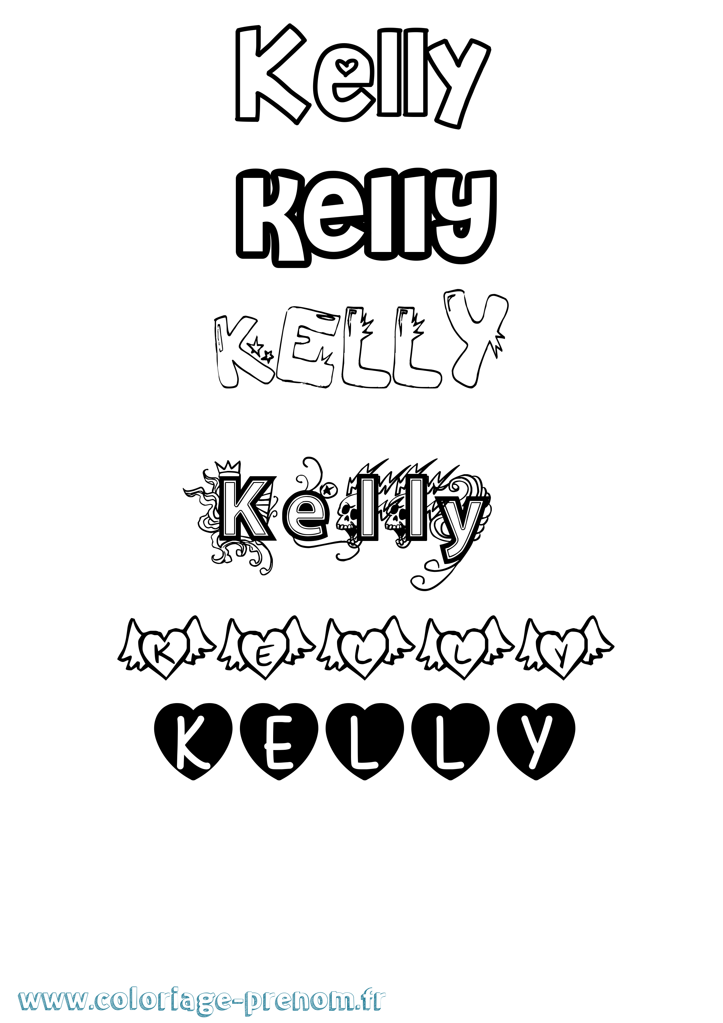Coloriage prénom Kelly Girly