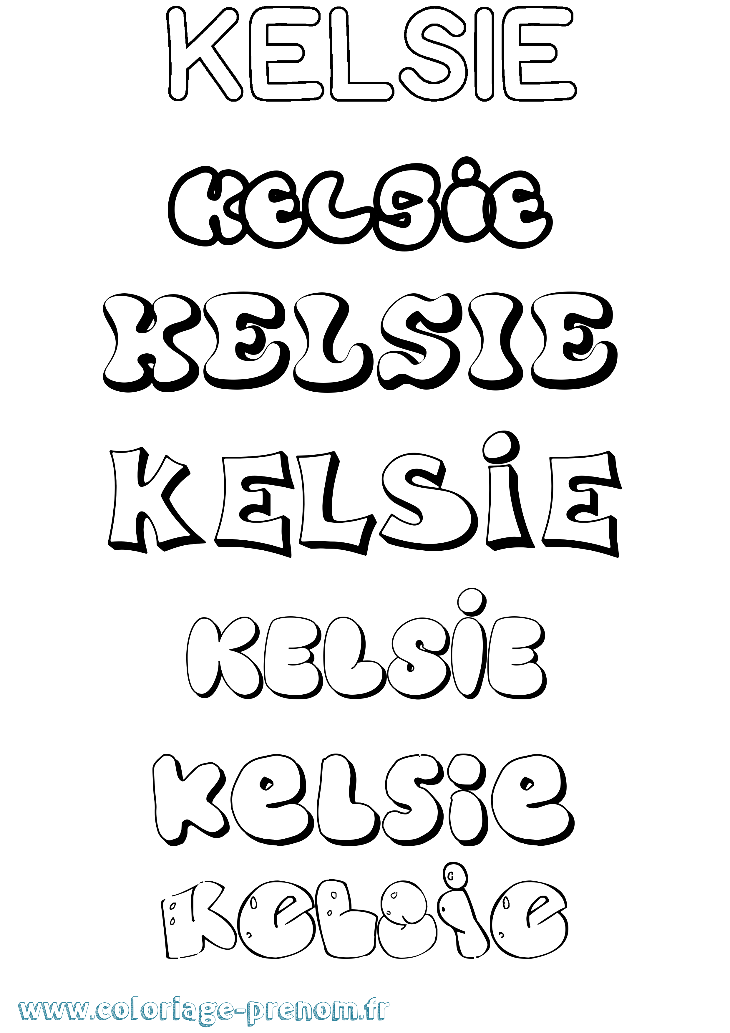 Coloriage Kelsie Bubble Coloriage prénom Kelsie Bubble