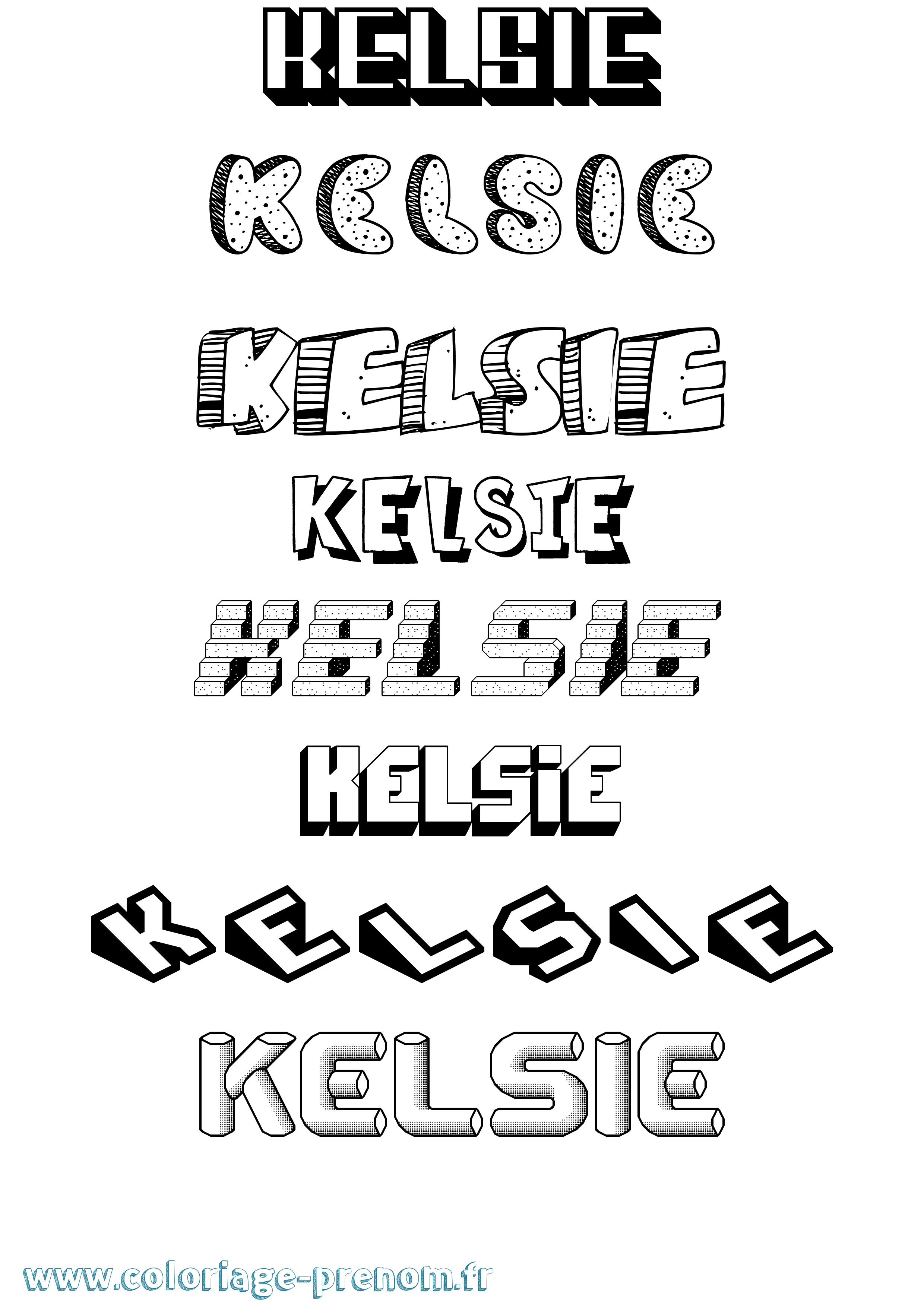 Coloriage Kelsie Effet 3D Coloriage prénom Kelsie Effet 3D