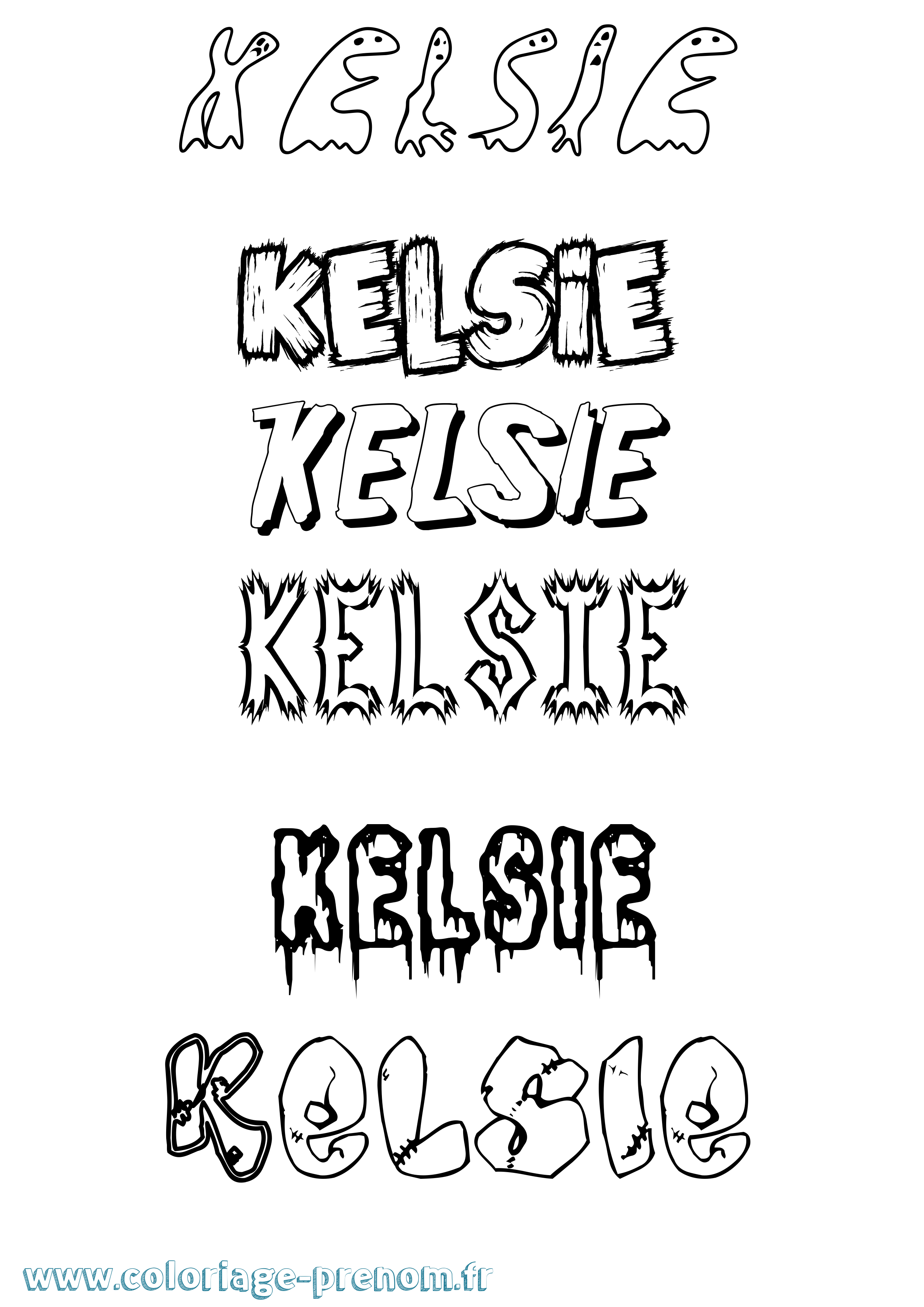 Coloriage Kelsie Frisson Coloriage prénom Kelsie Frisson