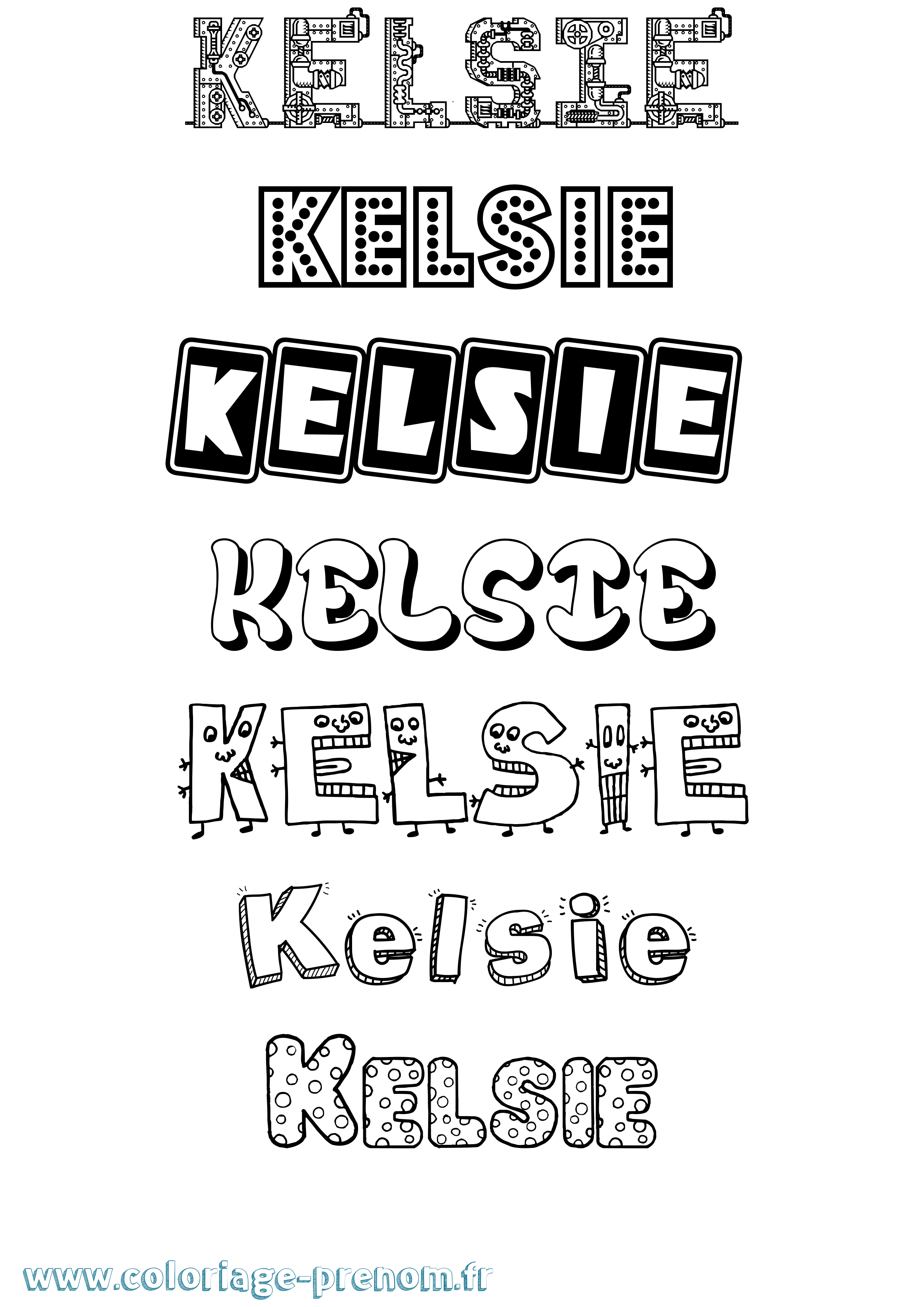 Coloriage Kelsie Fun Coloriage prénom Kelsie Fun