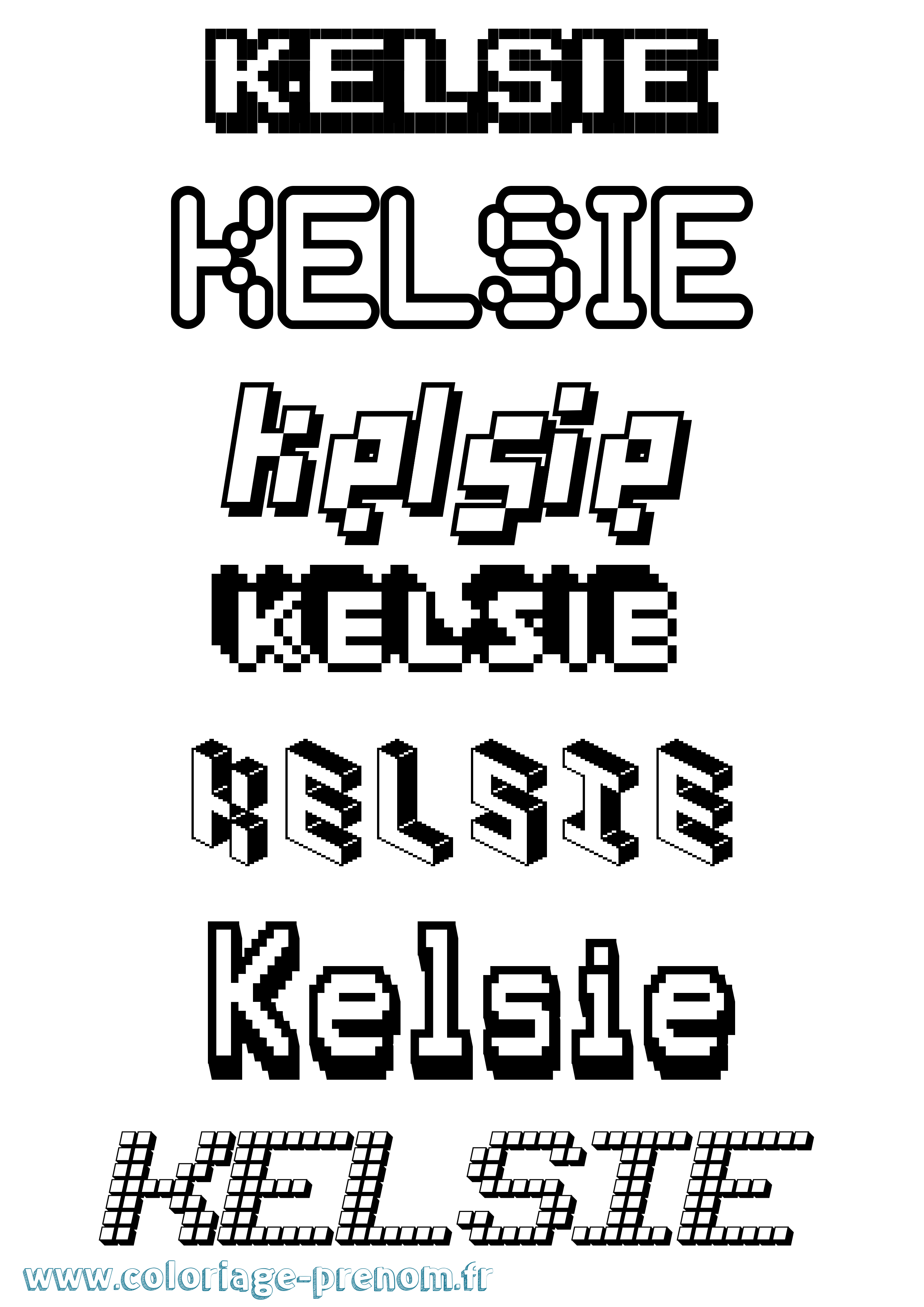 Coloriage Kelsie Pixel Coloriage prénom Kelsie Pixel