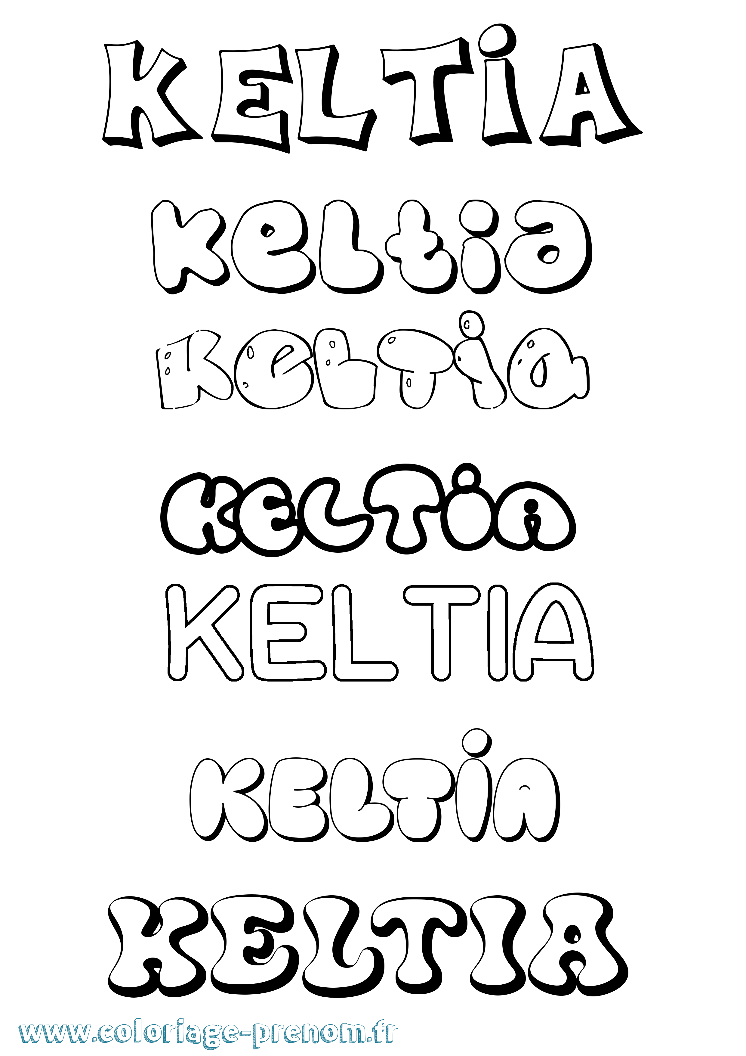 Coloriage prénom Keltia Bubble