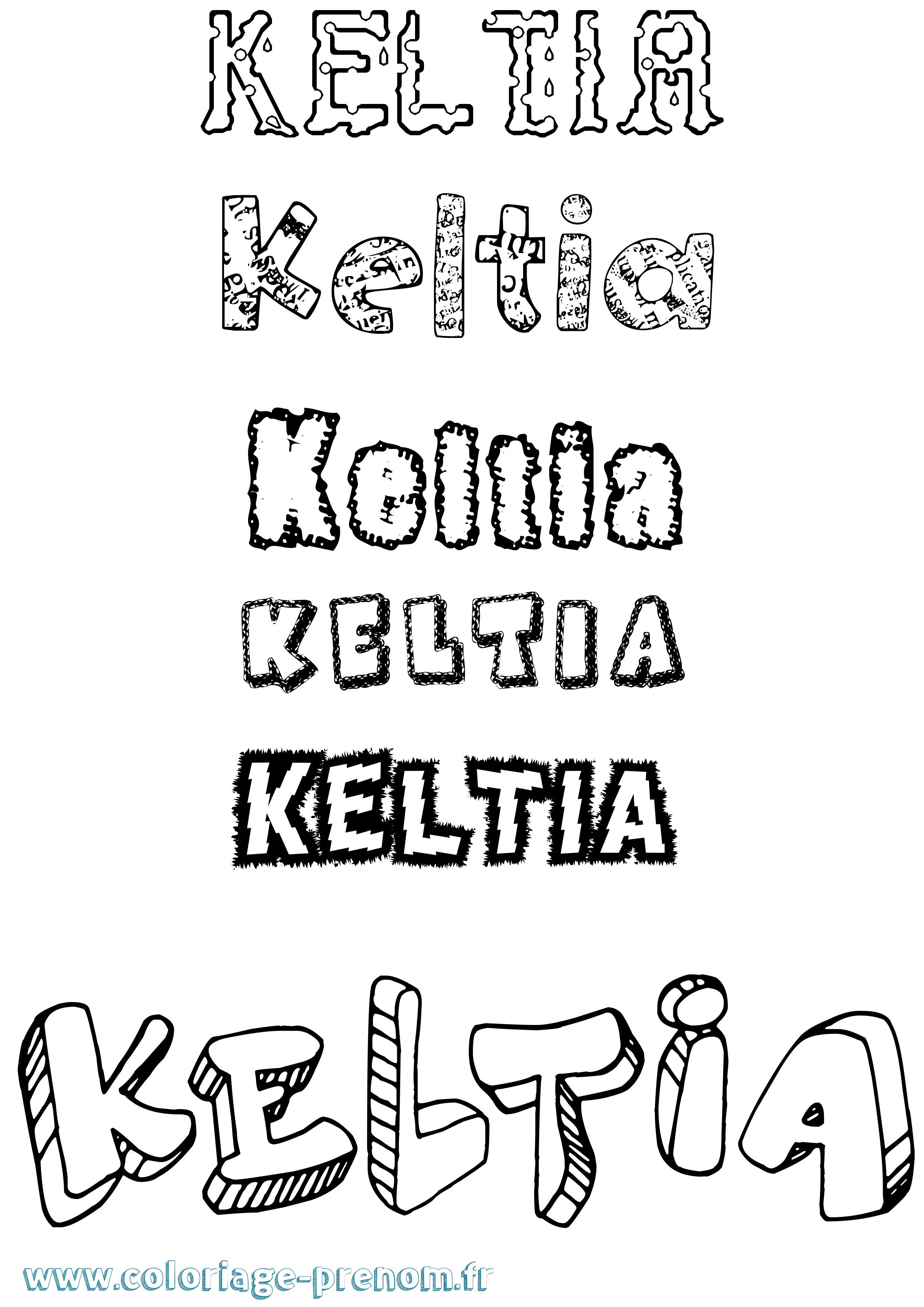 Coloriage prénom Keltia Destructuré
