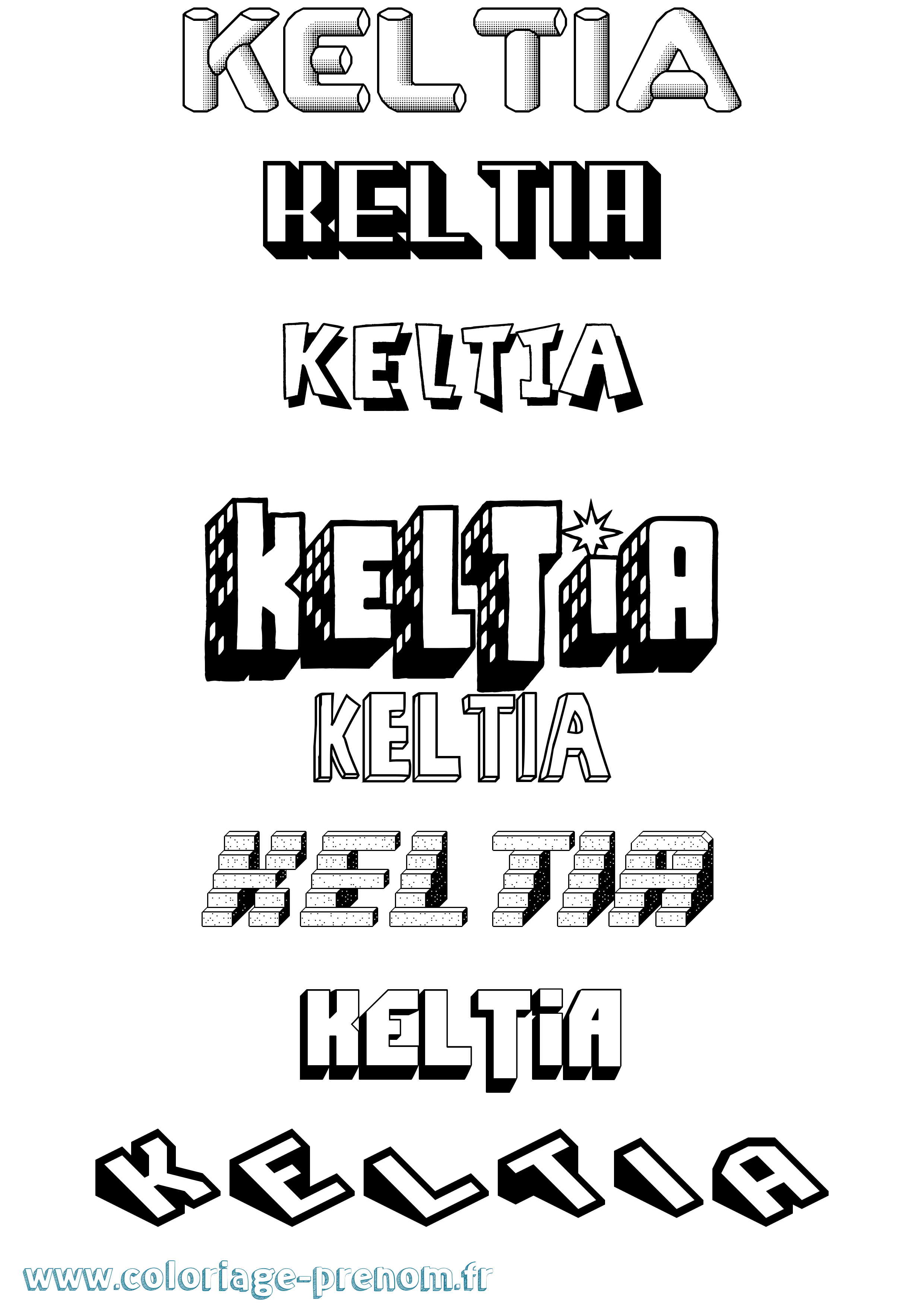 Coloriage prénom Keltia Effet 3D