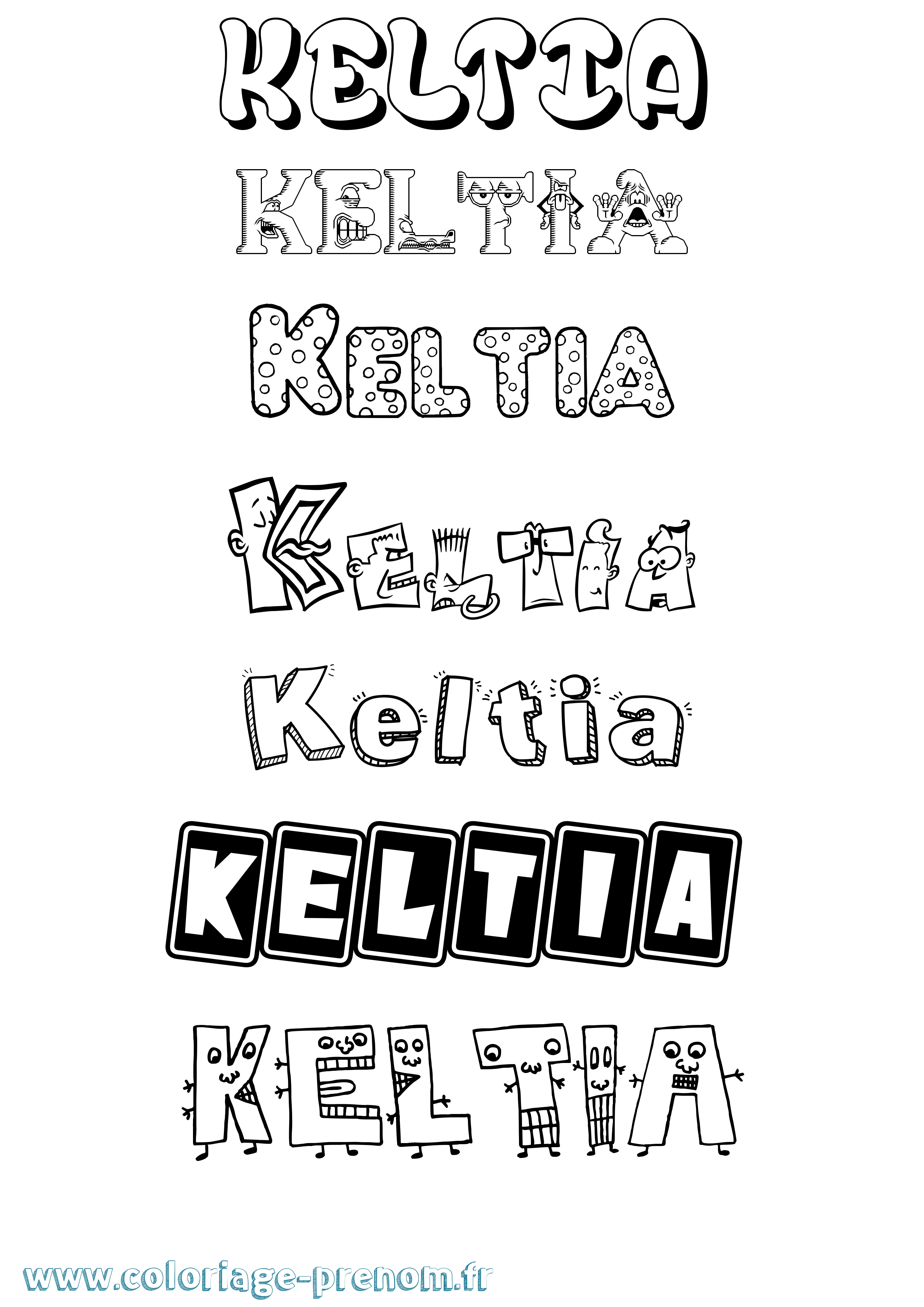 Coloriage prénom Keltia Fun