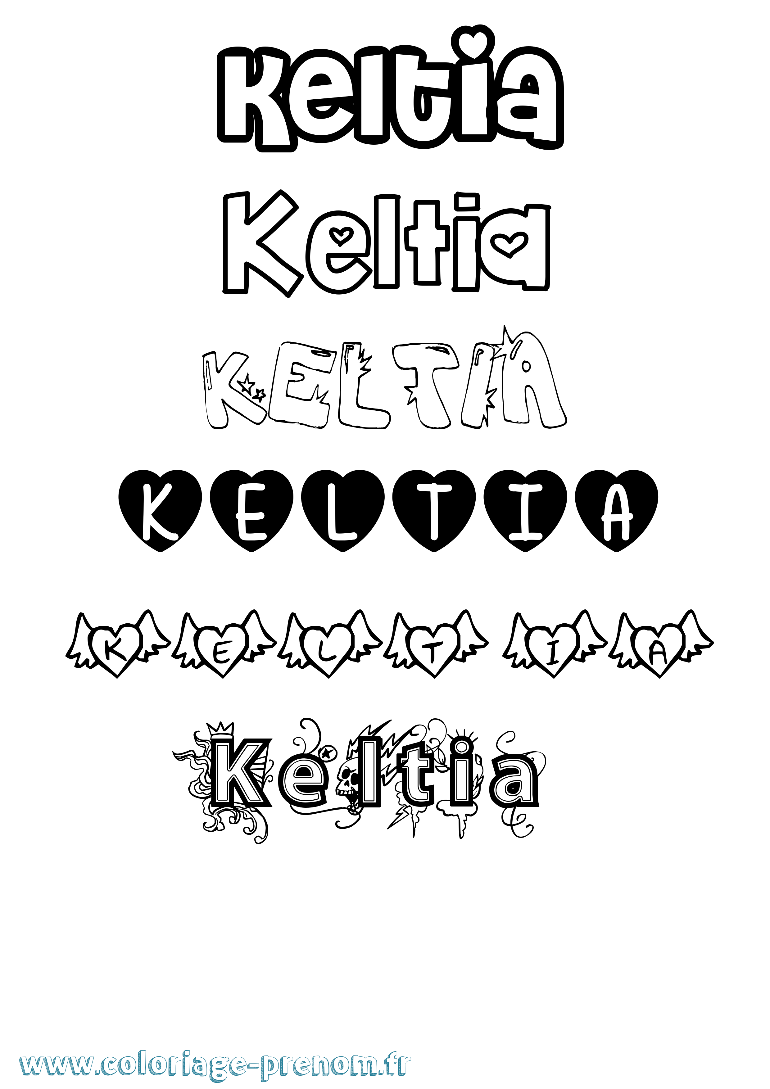 Coloriage prénom Keltia Girly