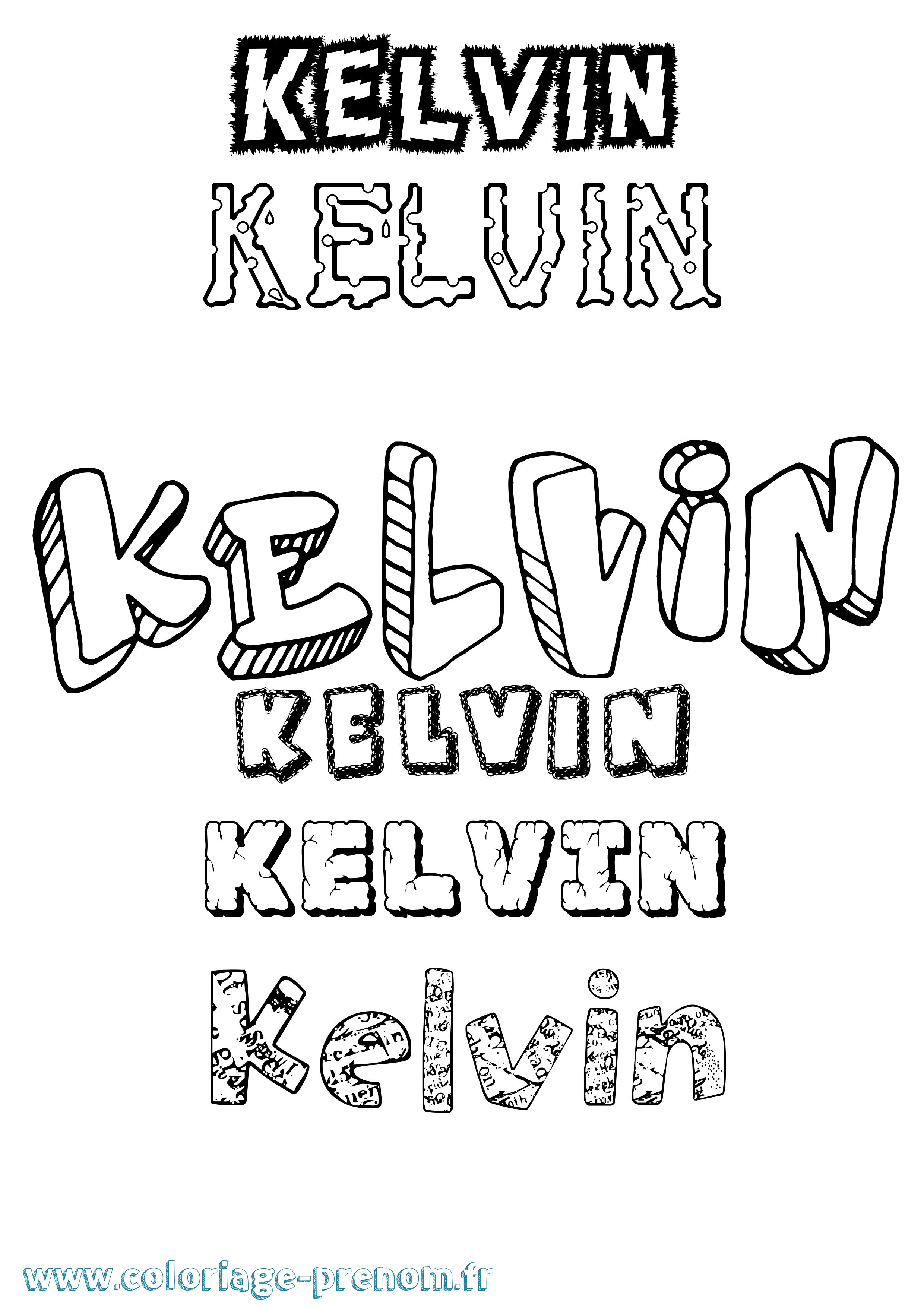 Coloriage prénom Kelvin