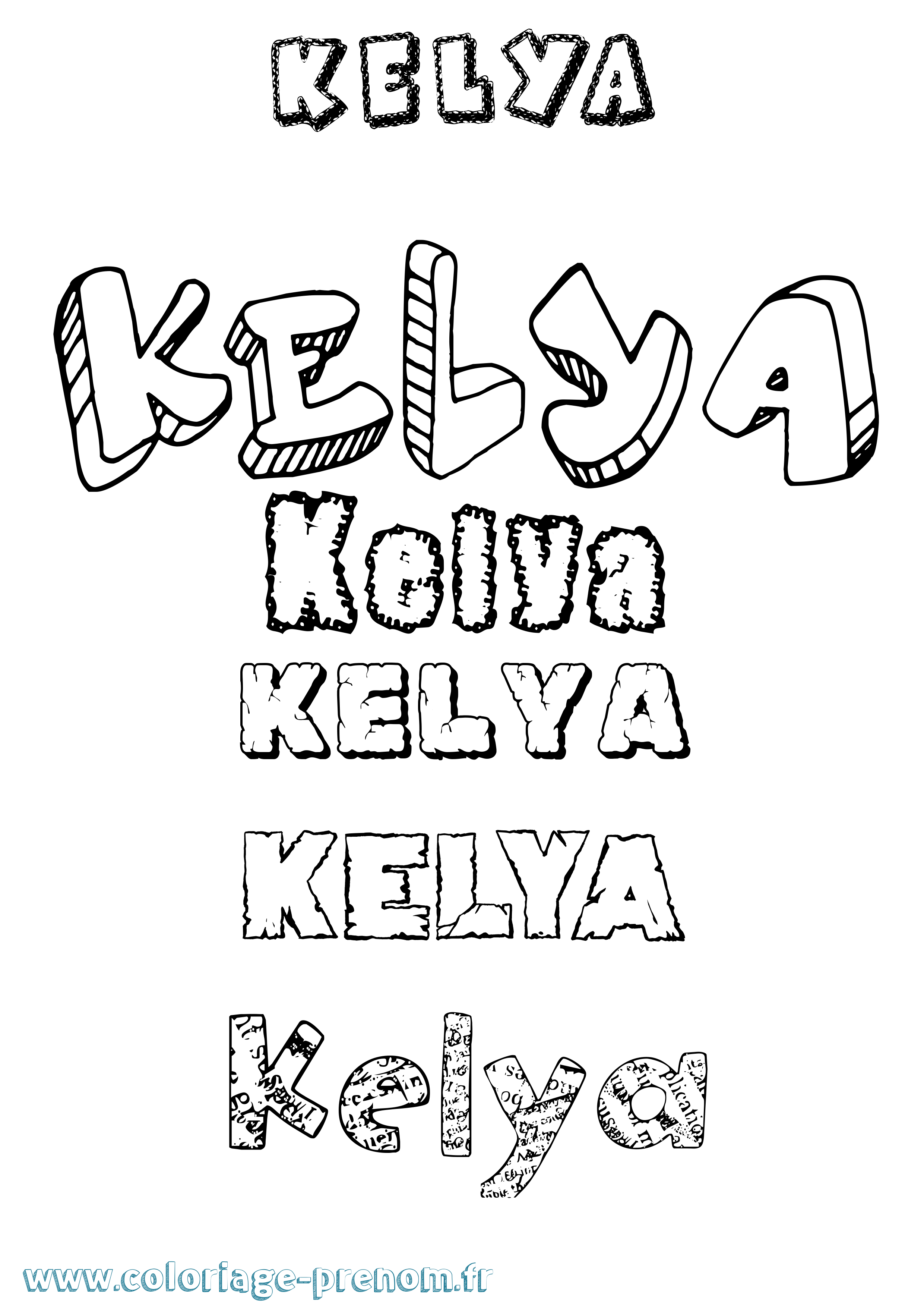 Coloriage prénom Kelya