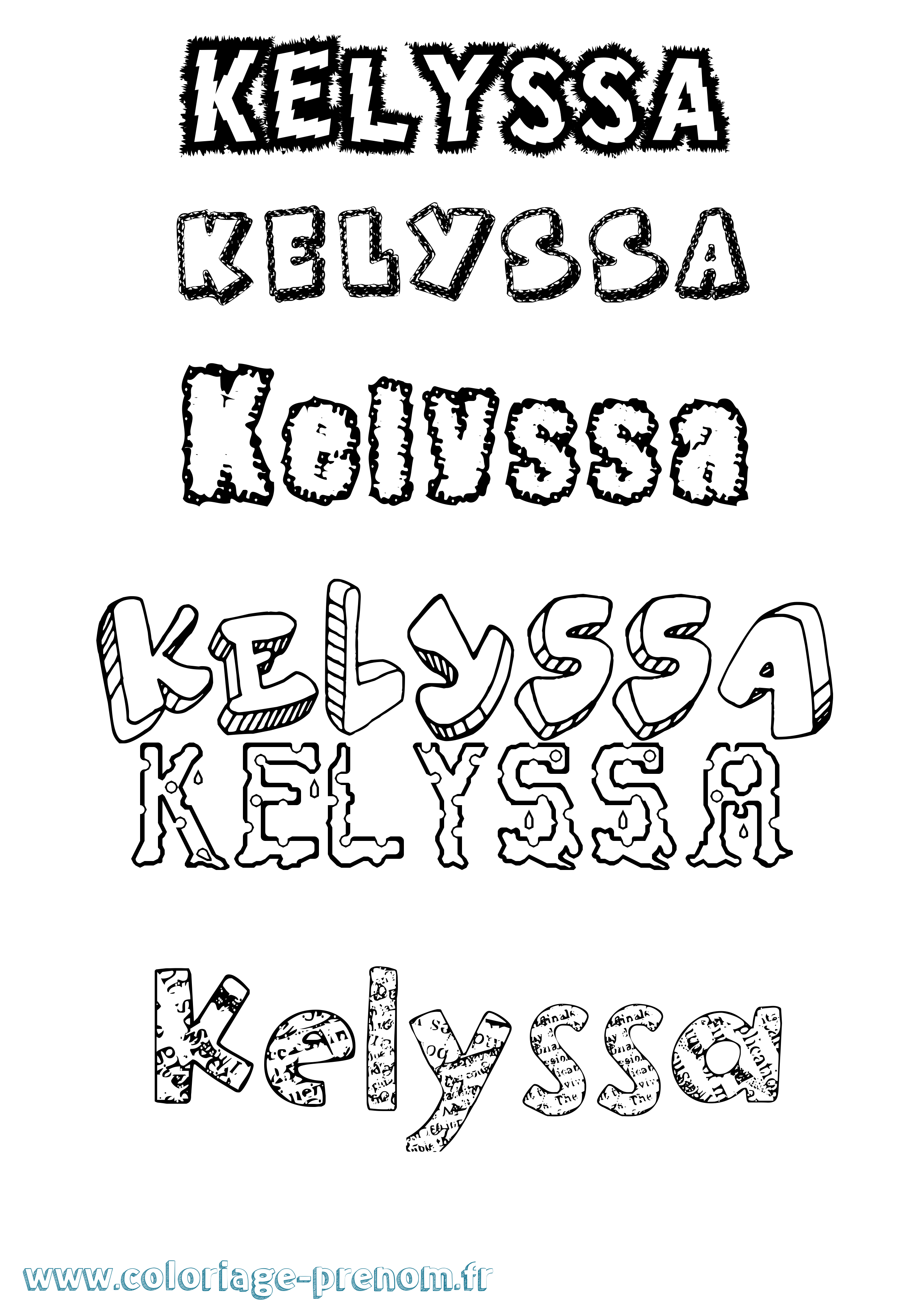 Coloriage prénom Kelyssa Destructuré