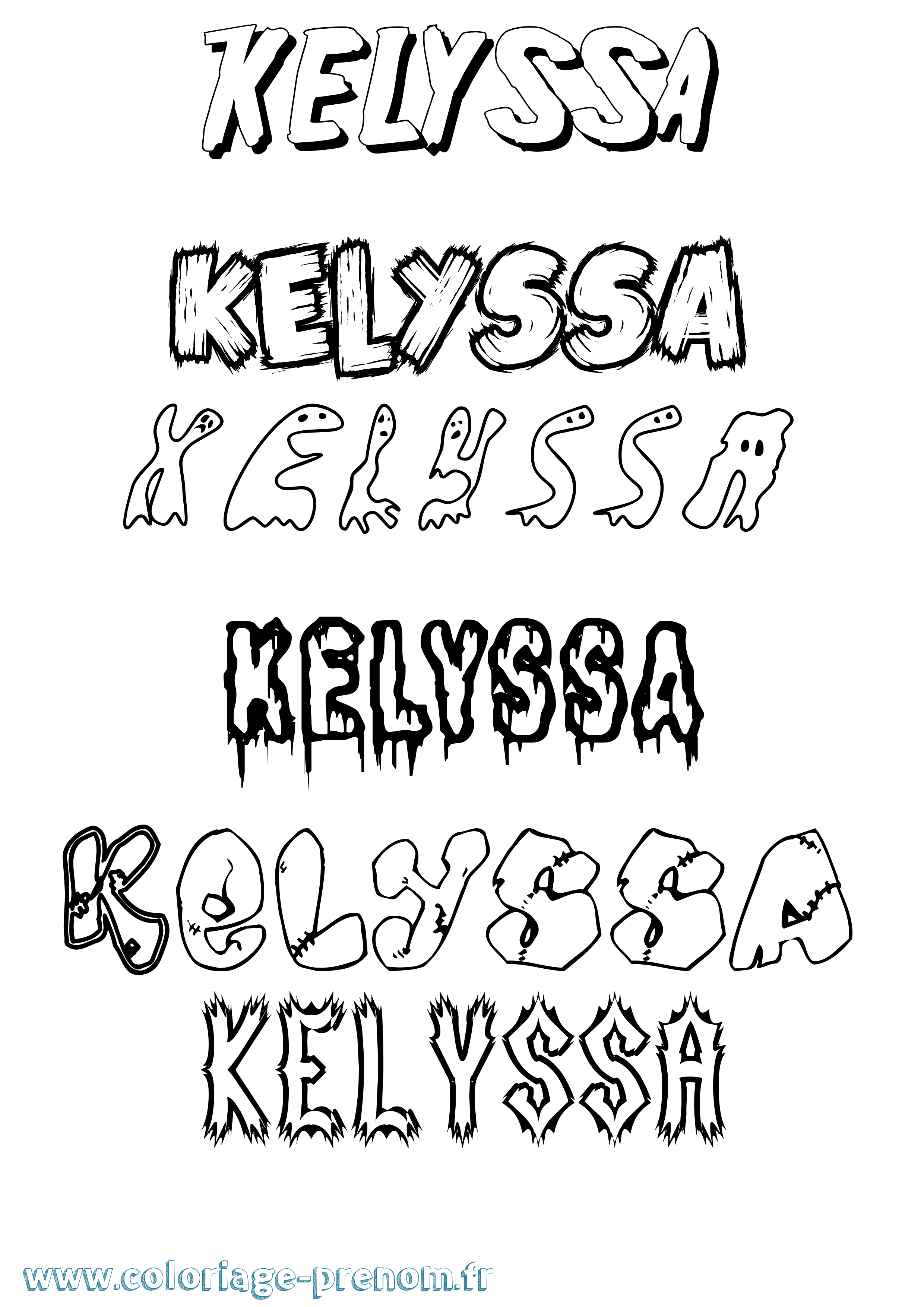 Coloriage prénom Kelyssa Frisson