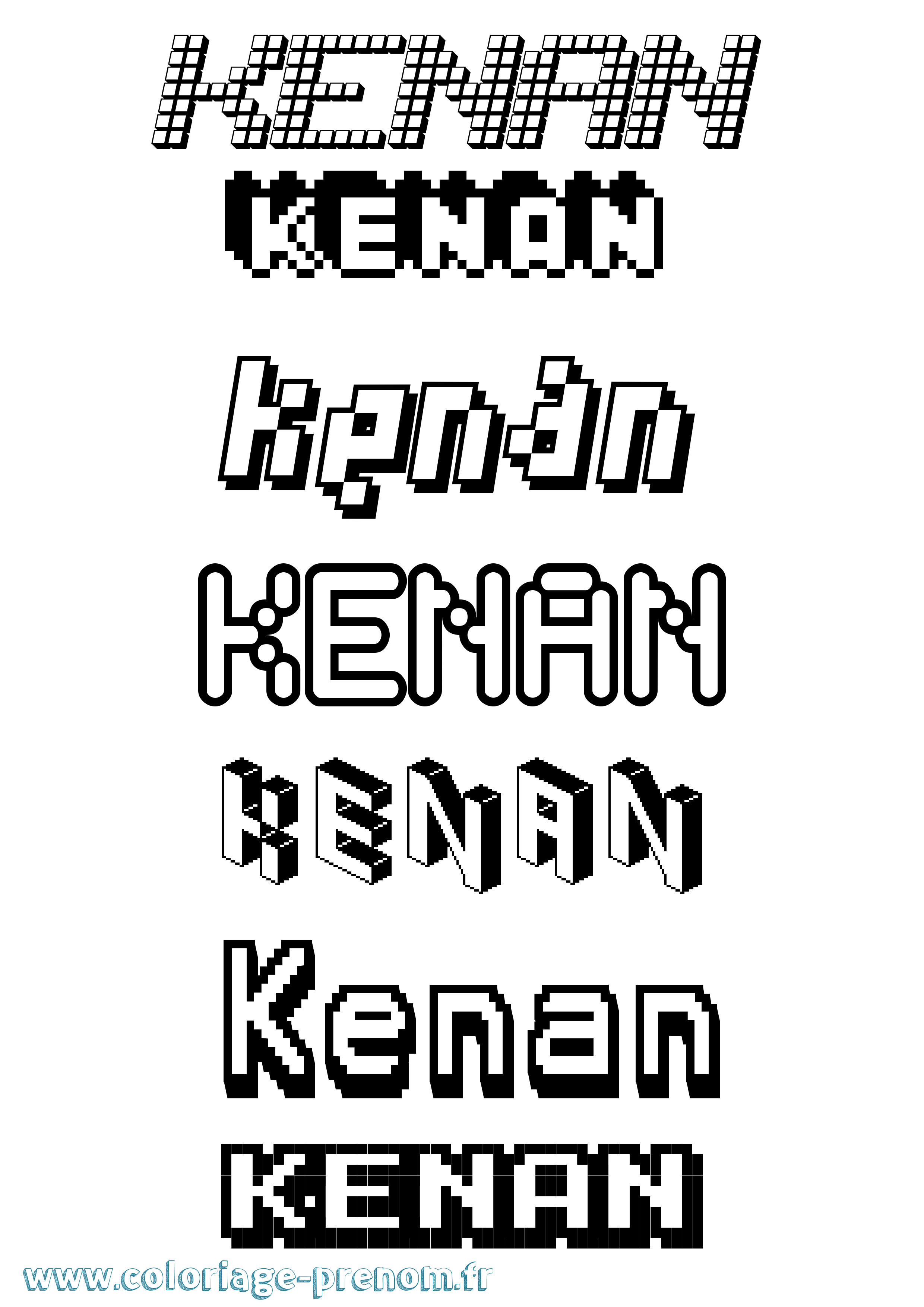 Coloriage prénom Kenan Pixel