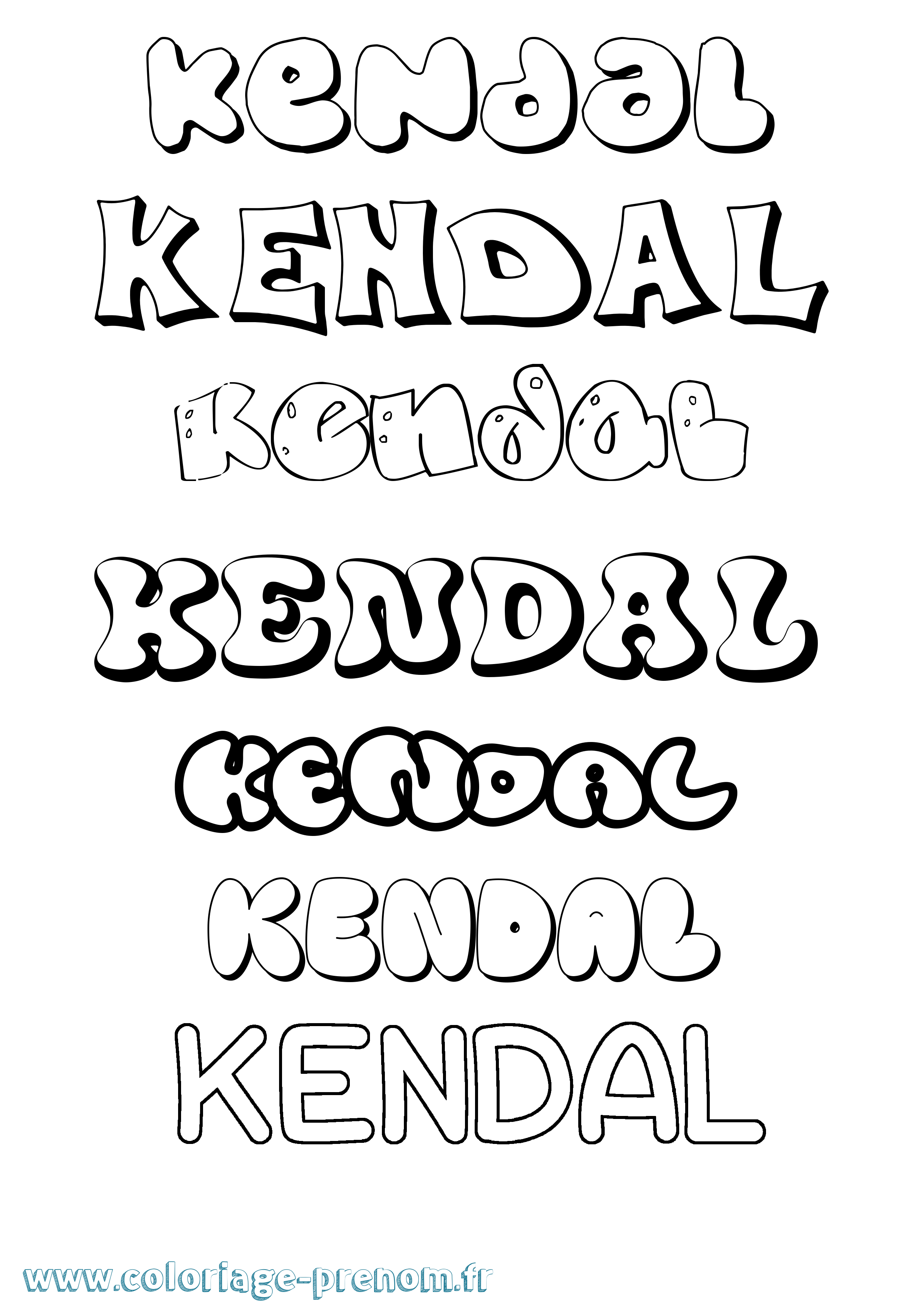Coloriage prénom Kendal Bubble