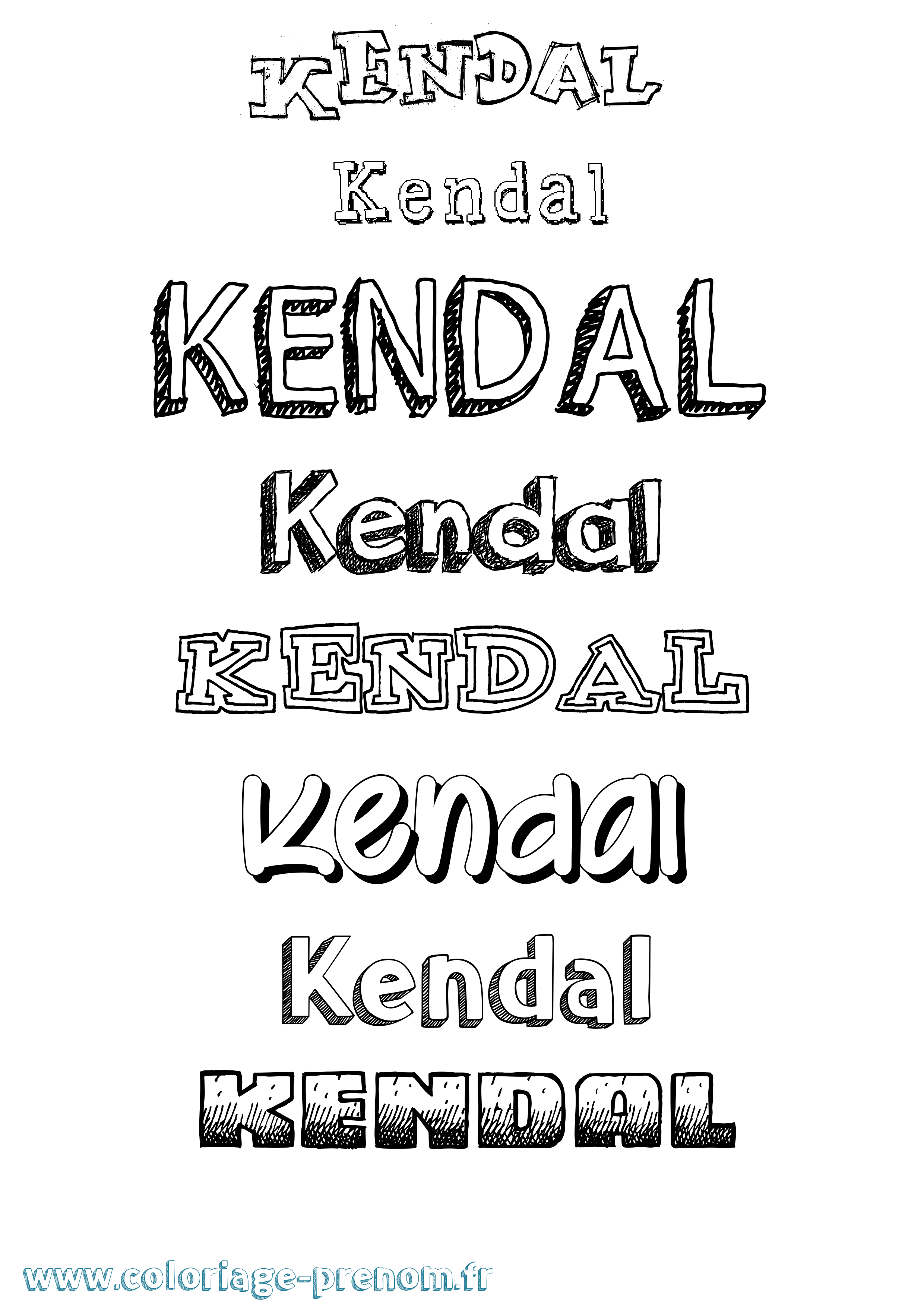Coloriage Kendal Dessiné Coloriage prénom Kendal Dessiné