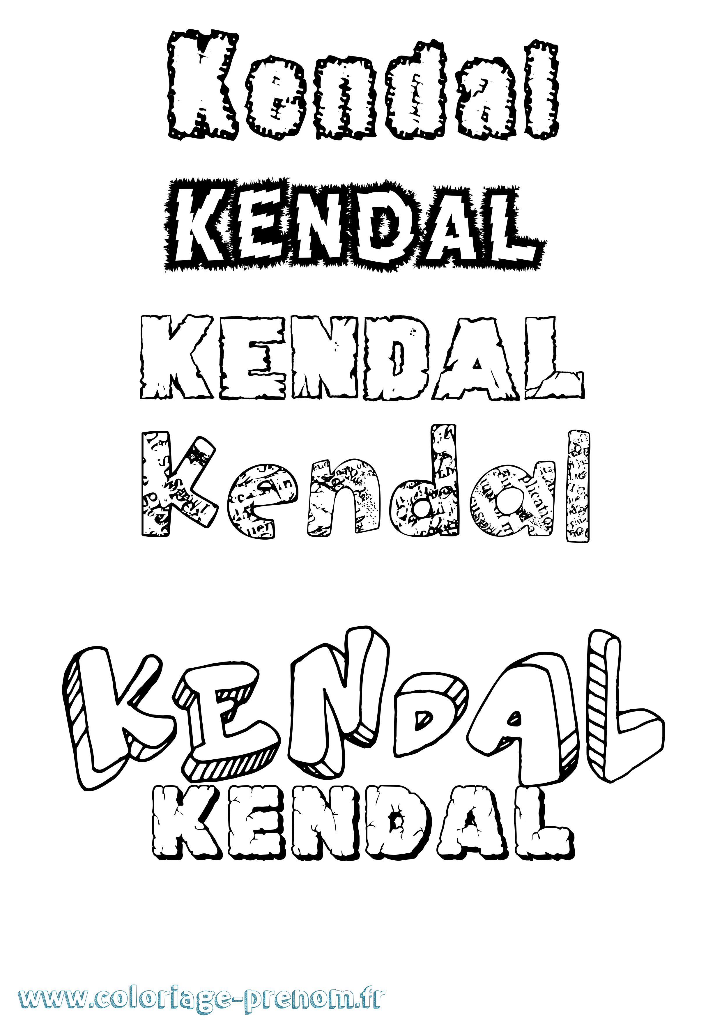 Coloriage prénom Kendal Destructuré