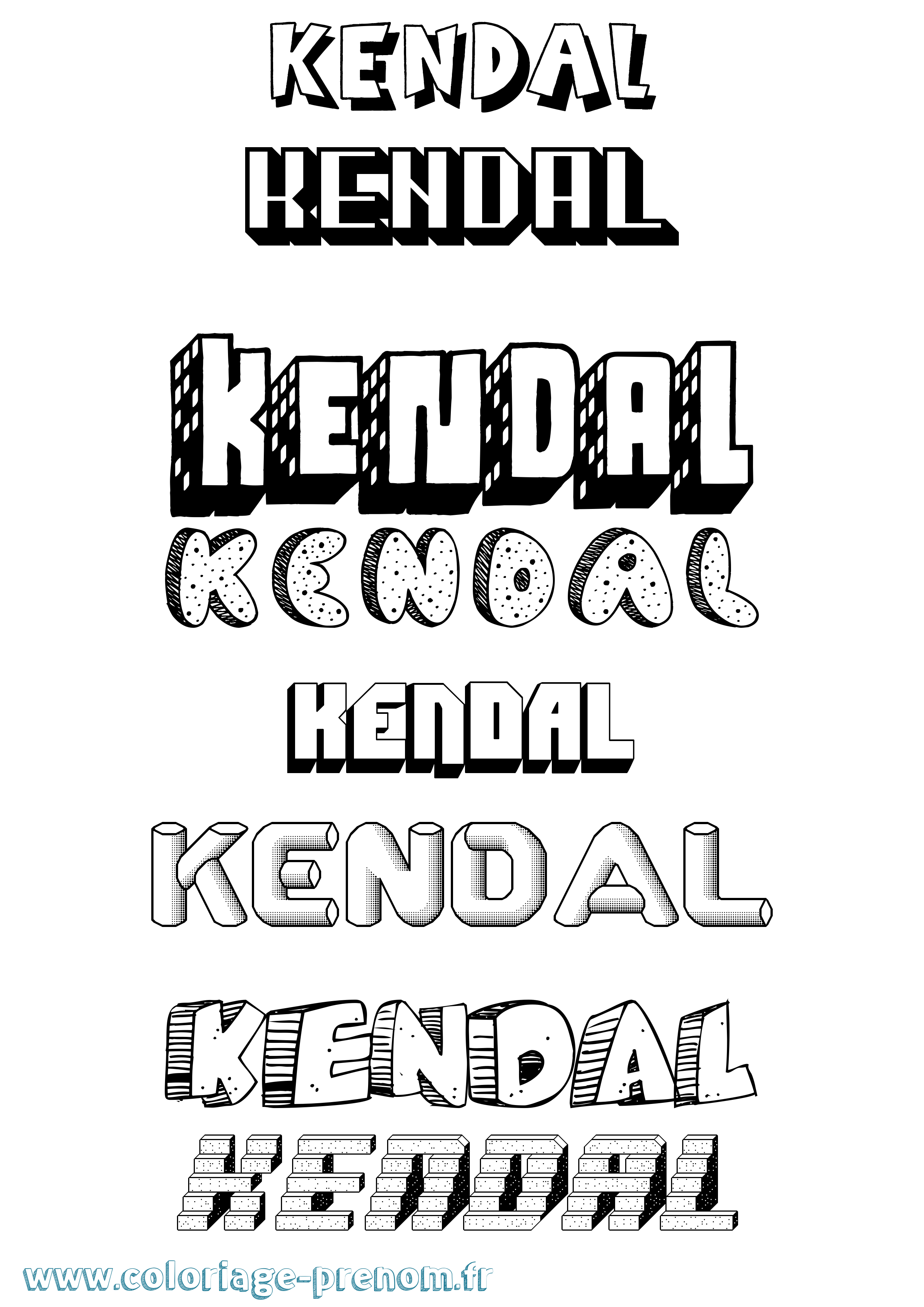 Coloriage Kendal Effet 3D Coloriage prénom Kendal Effet 3D