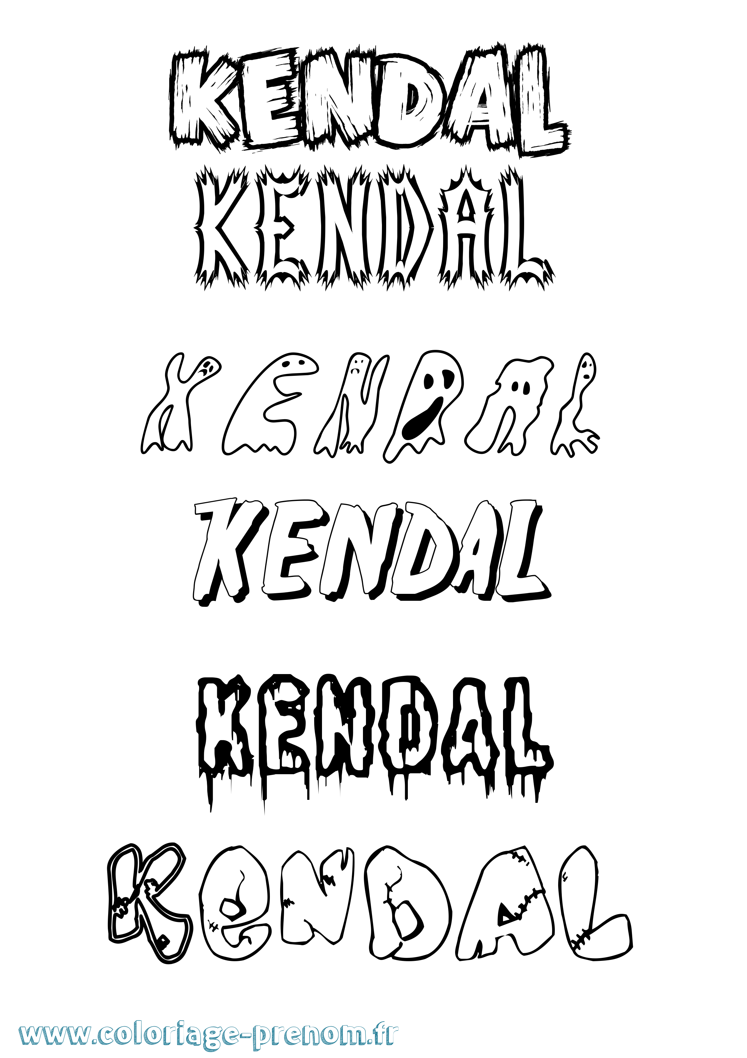 Coloriage prénom Kendal Frisson