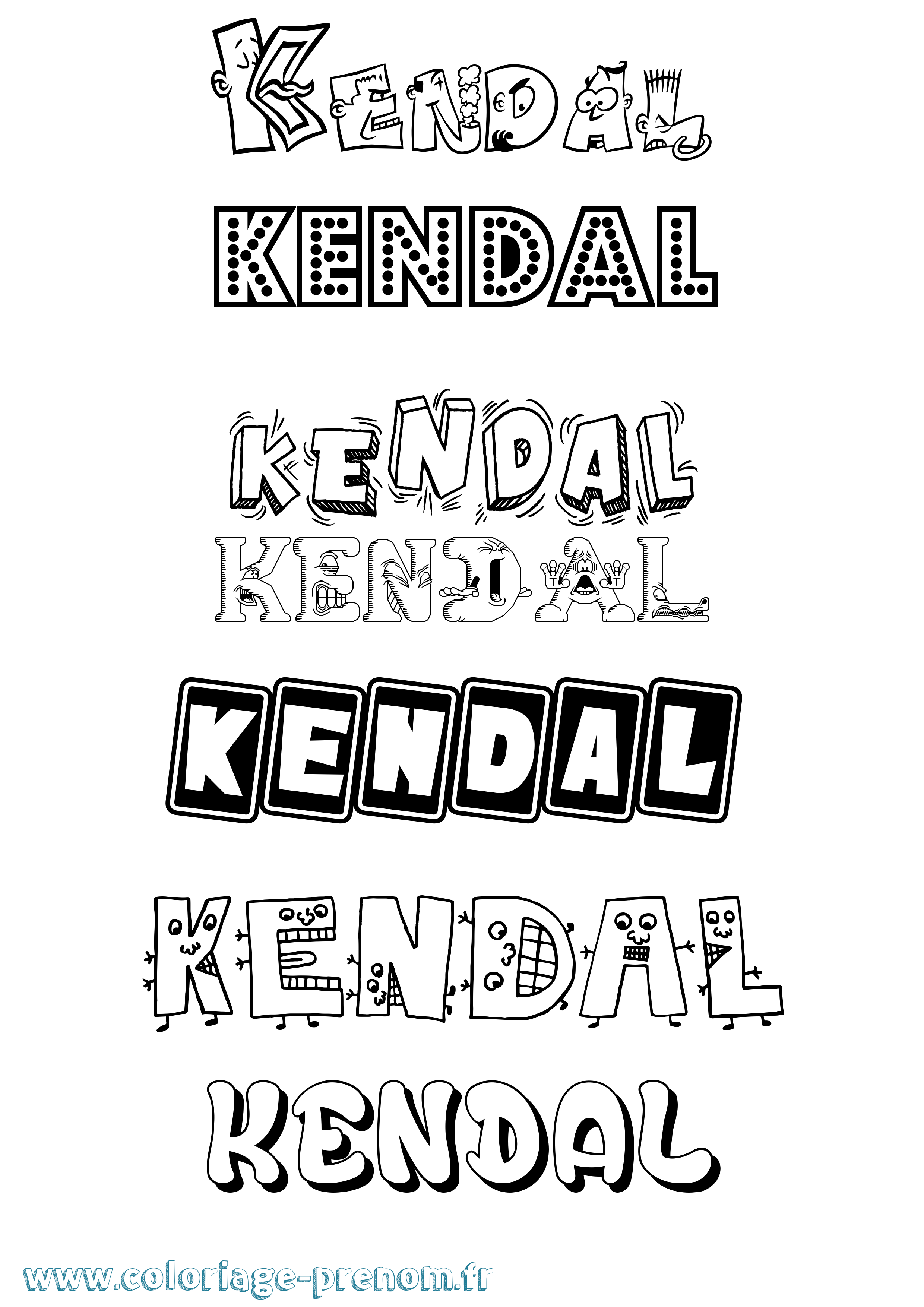 Coloriage Kendal Fun Coloriage prénom Kendal Fun