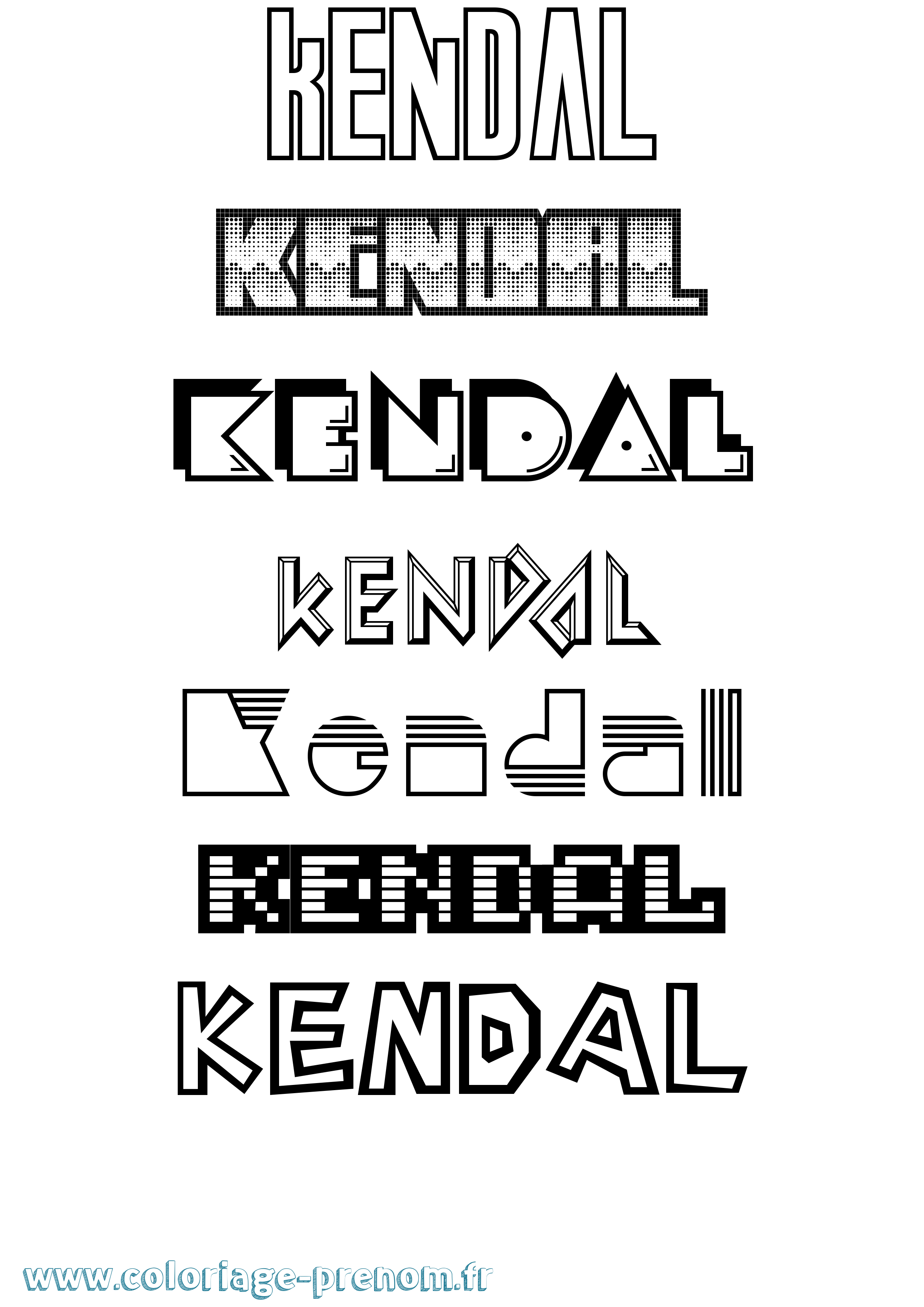 Coloriage prénom Kendal Jeux Vidéos