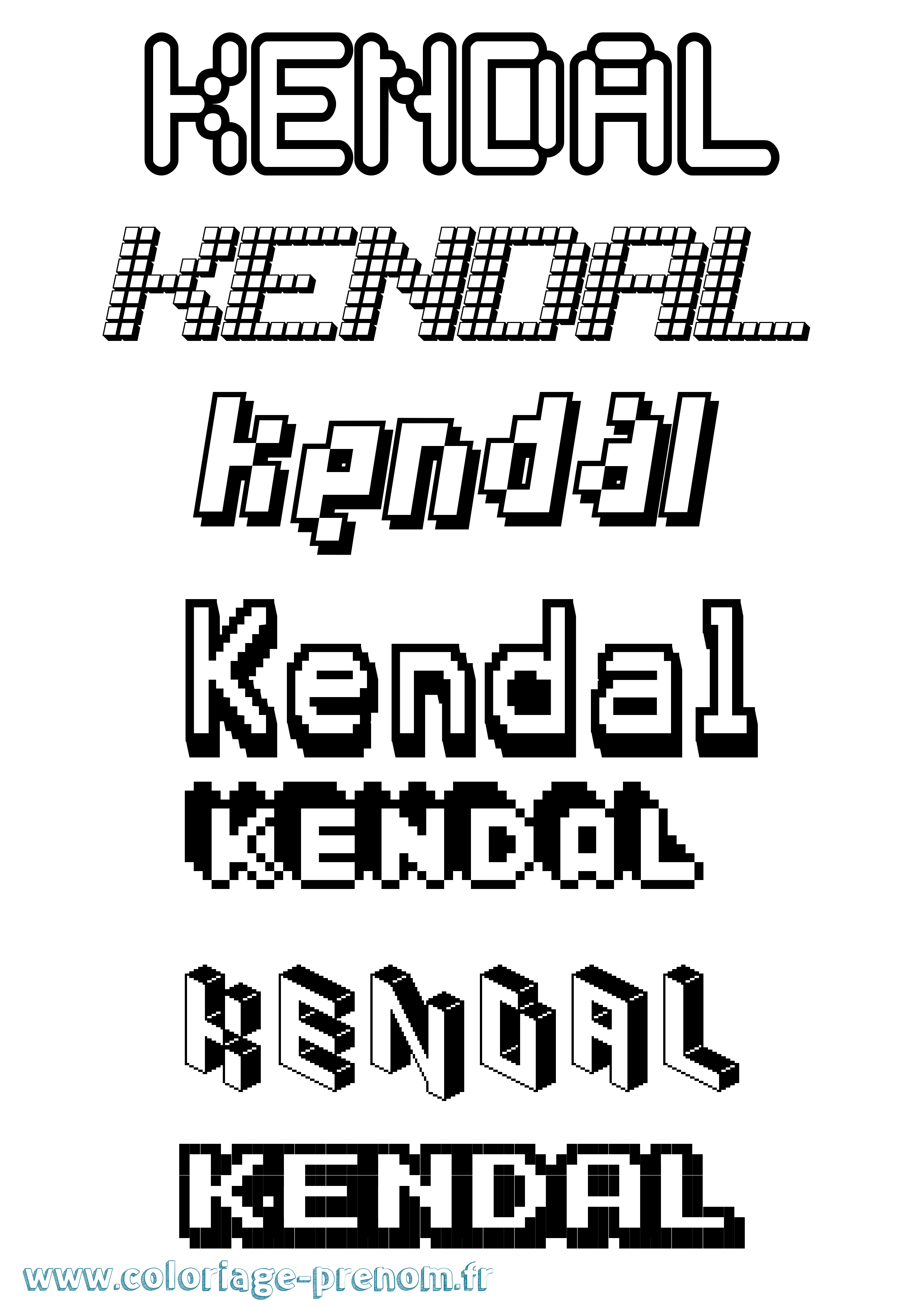 Coloriage Kendal Pixel Coloriage prénom Kendal Pixel