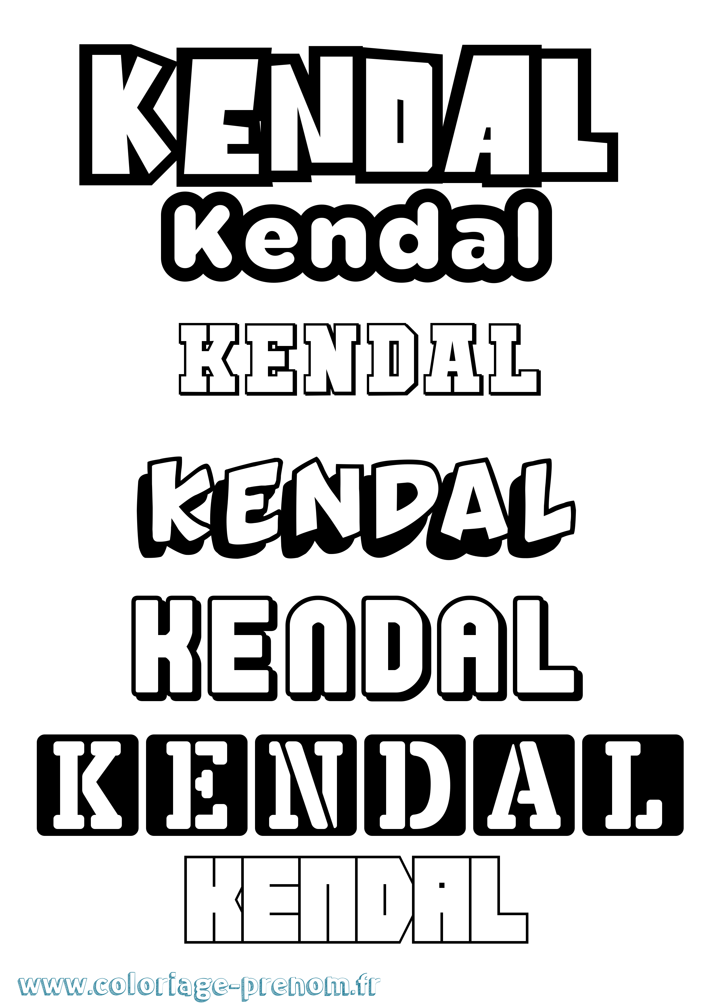 Coloriage Kendal Simple Coloriage prénom Kendal Simple