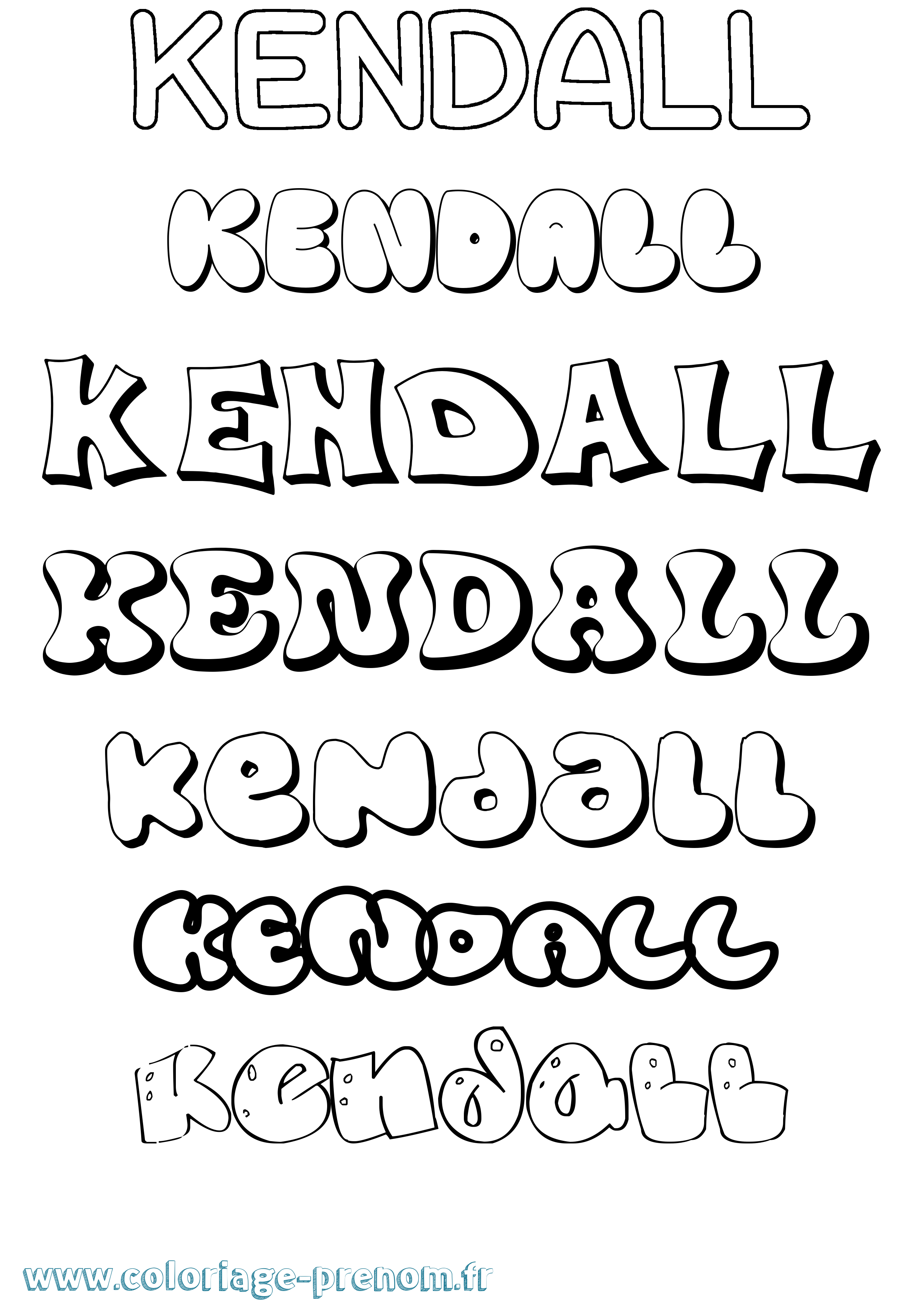 Coloriage Kendall Bubble Coloriage prénom Kendall Bubble