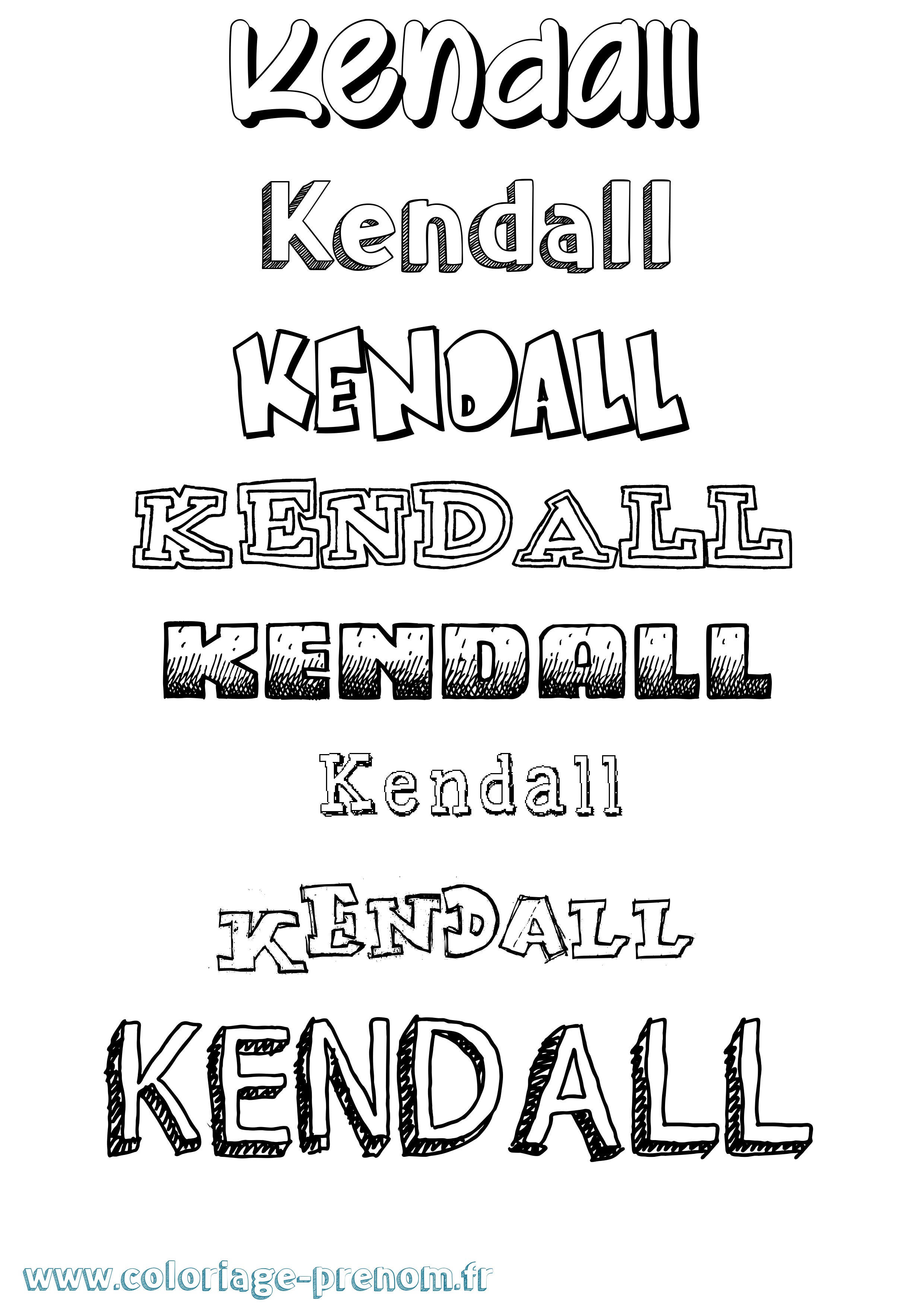 Coloriage Kendall Dessiné Coloriage prénom Kendall Dessiné