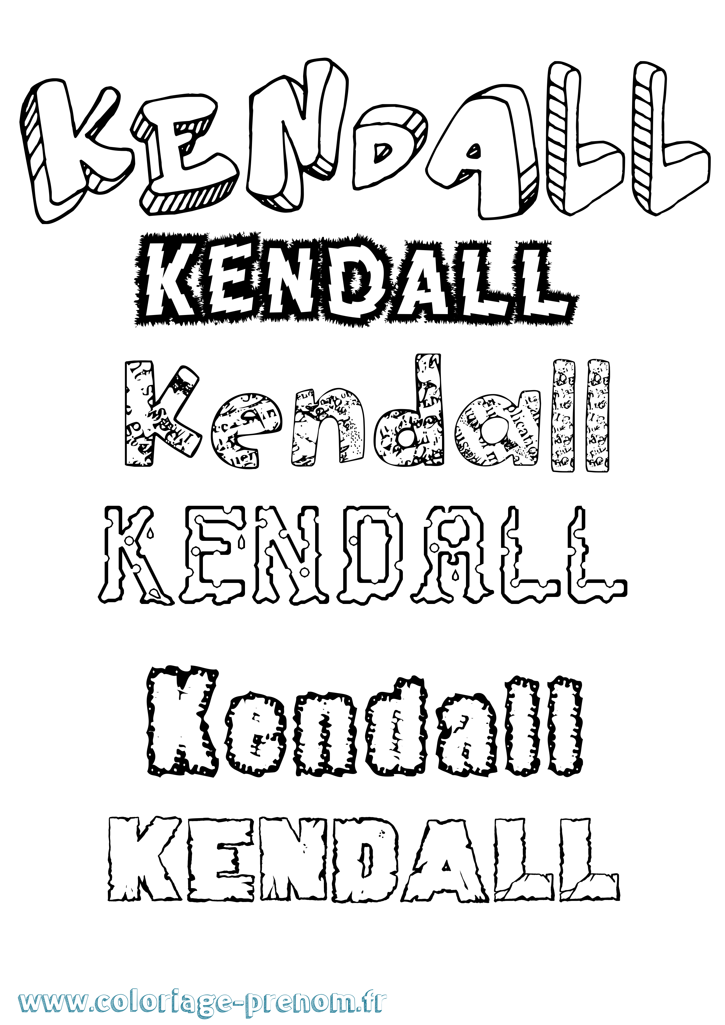 Coloriage Kendall Destructuré Coloriage prénom Kendall Destructuré