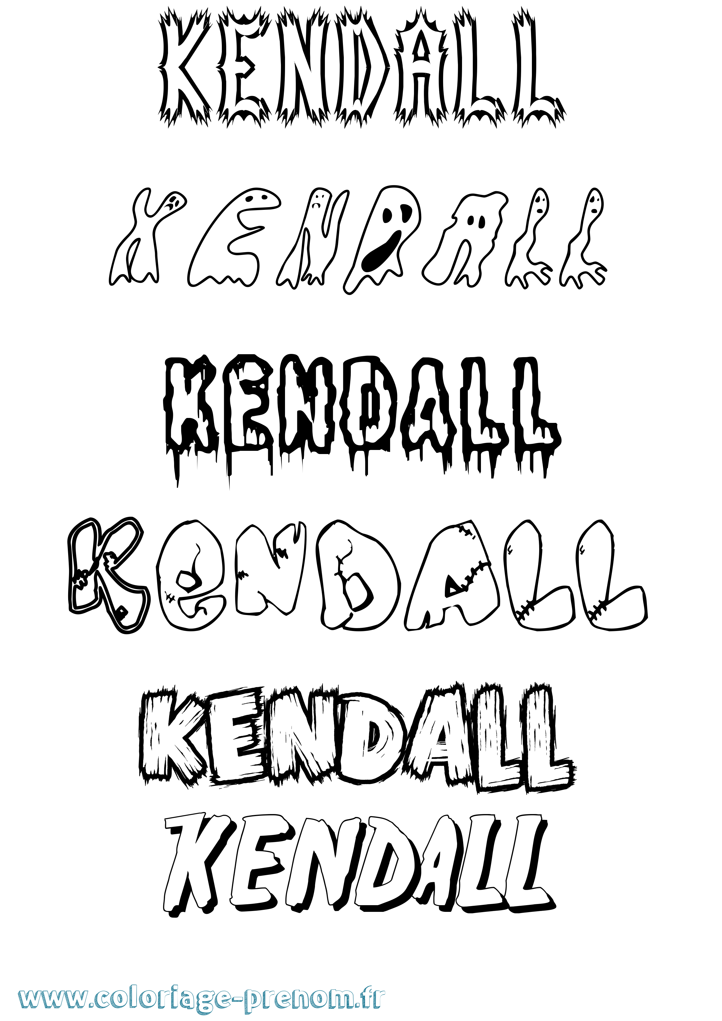Coloriage Kendall Frisson Coloriage prénom Kendall Frisson