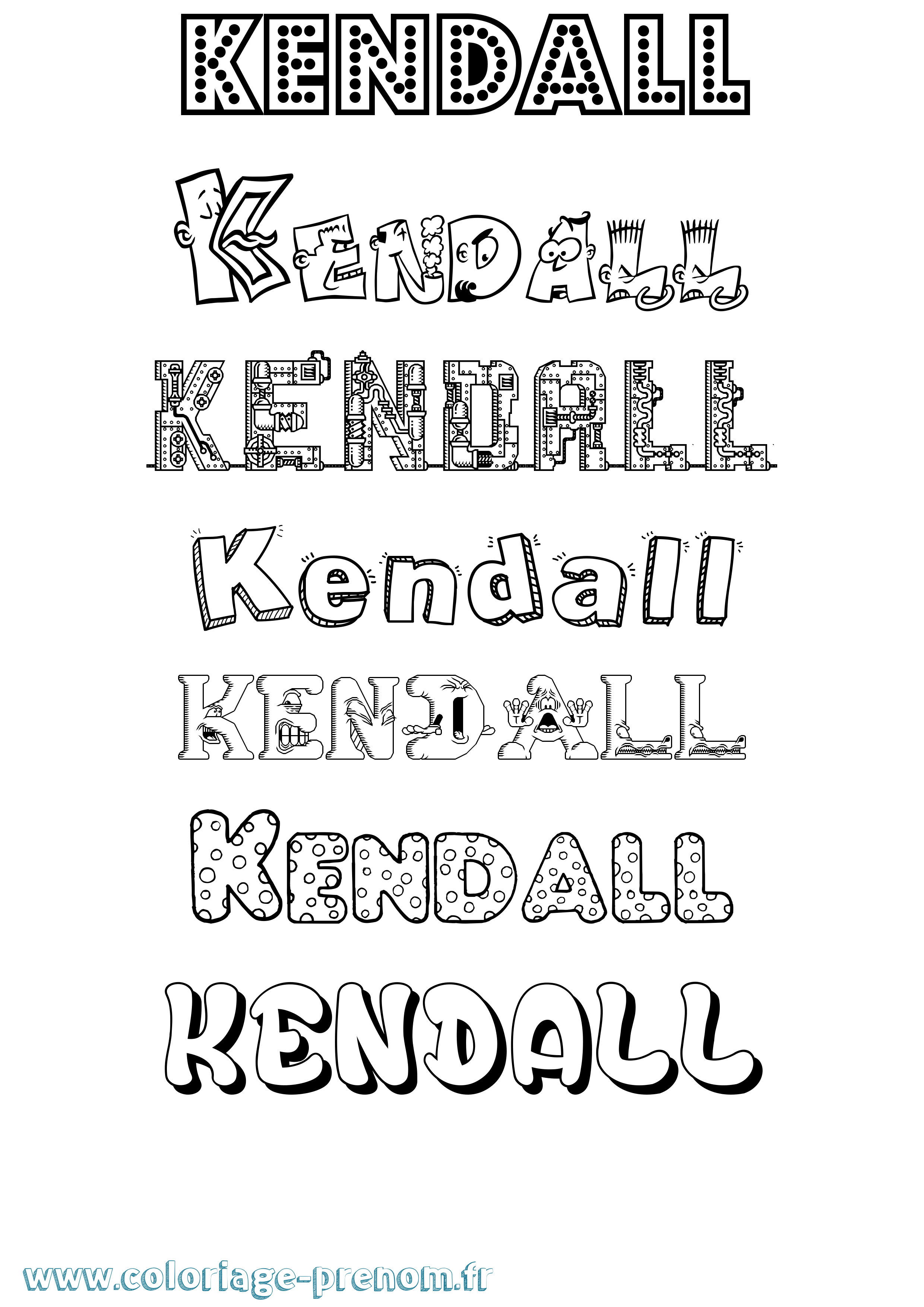 Coloriage Kendall Fun Coloriage prénom Kendall Fun
