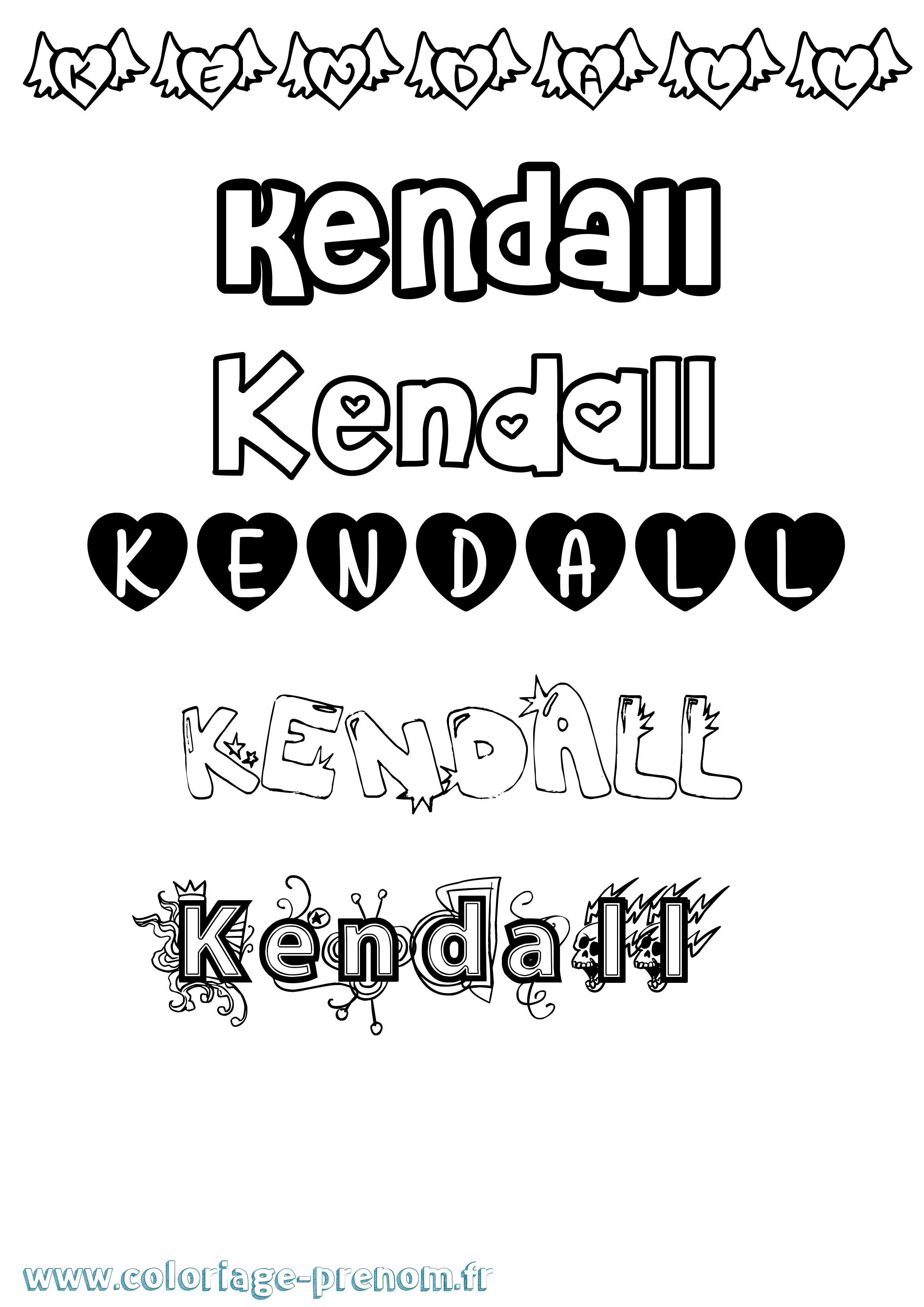 Coloriage Kendall Girly Coloriage prénom Kendall Girly