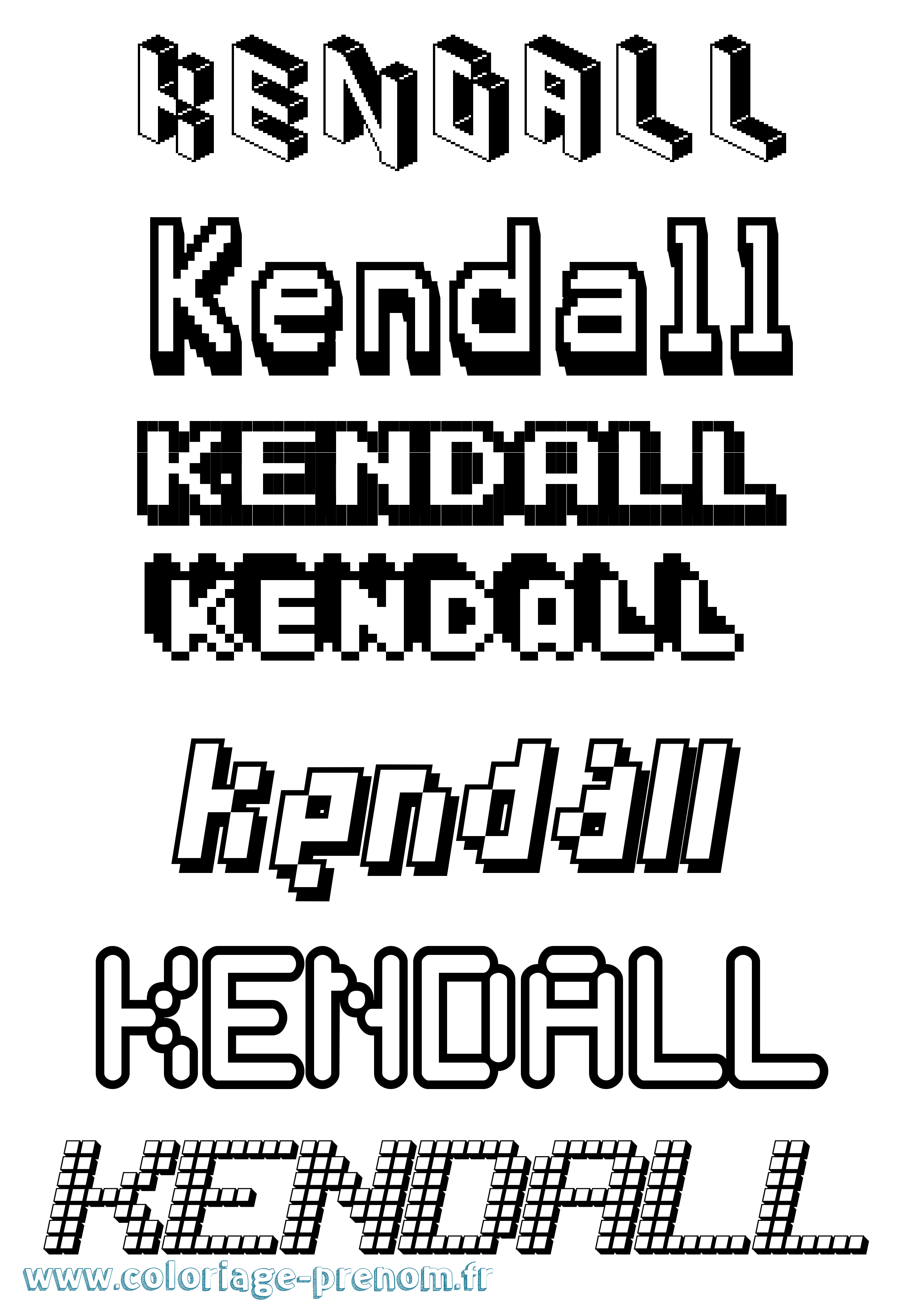 Coloriage Kendall Pixel Coloriage prénom Kendall Pixel