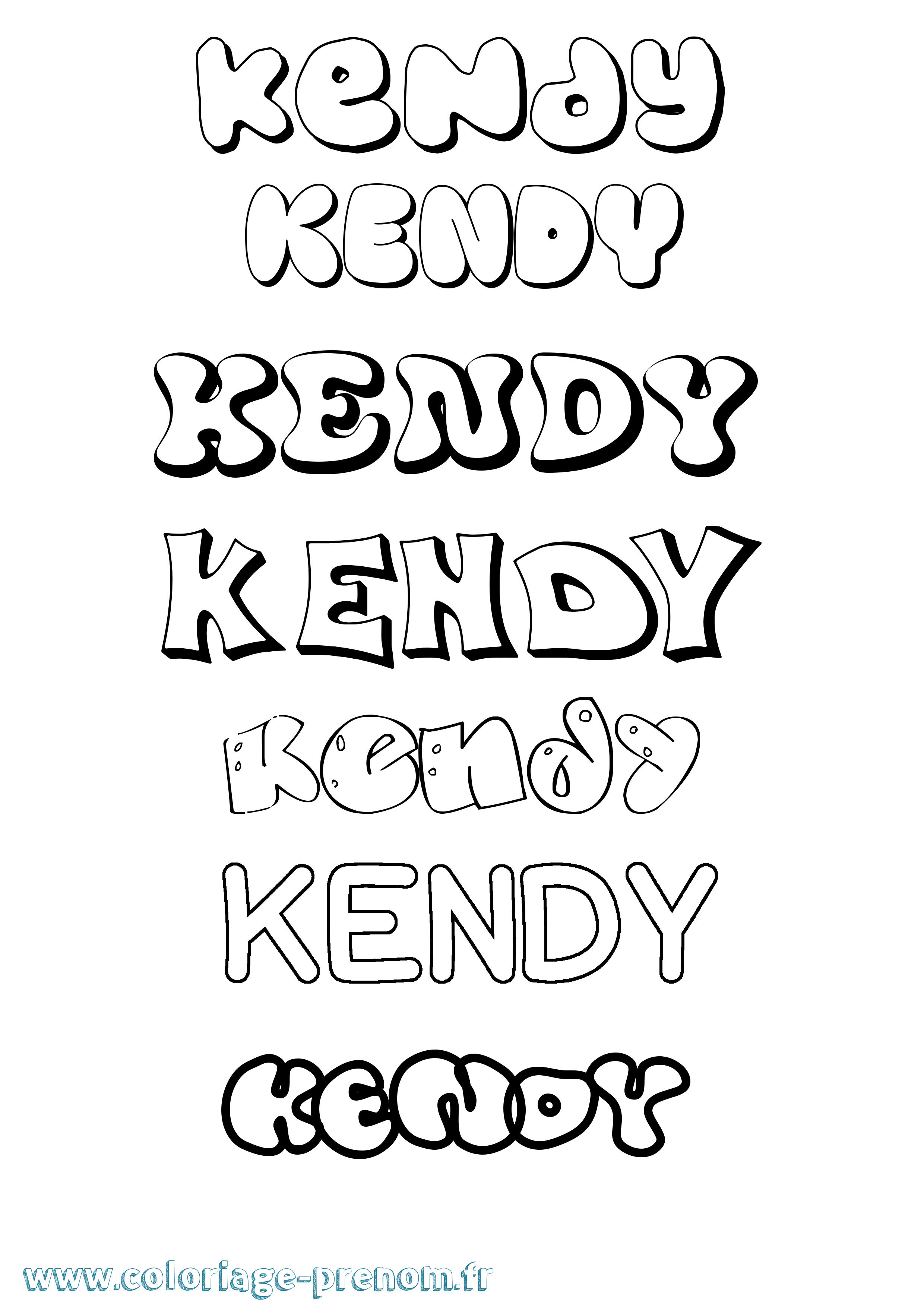 Coloriage prénom Kendy Bubble