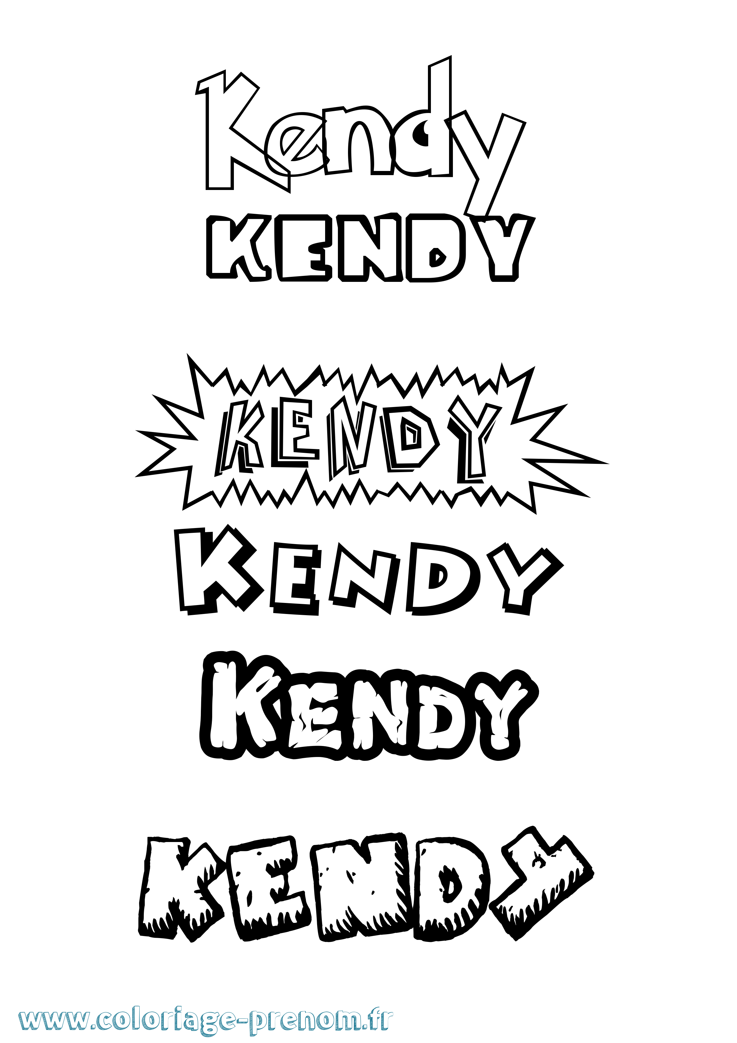 Coloriage prénom Kendy Dessin Animé