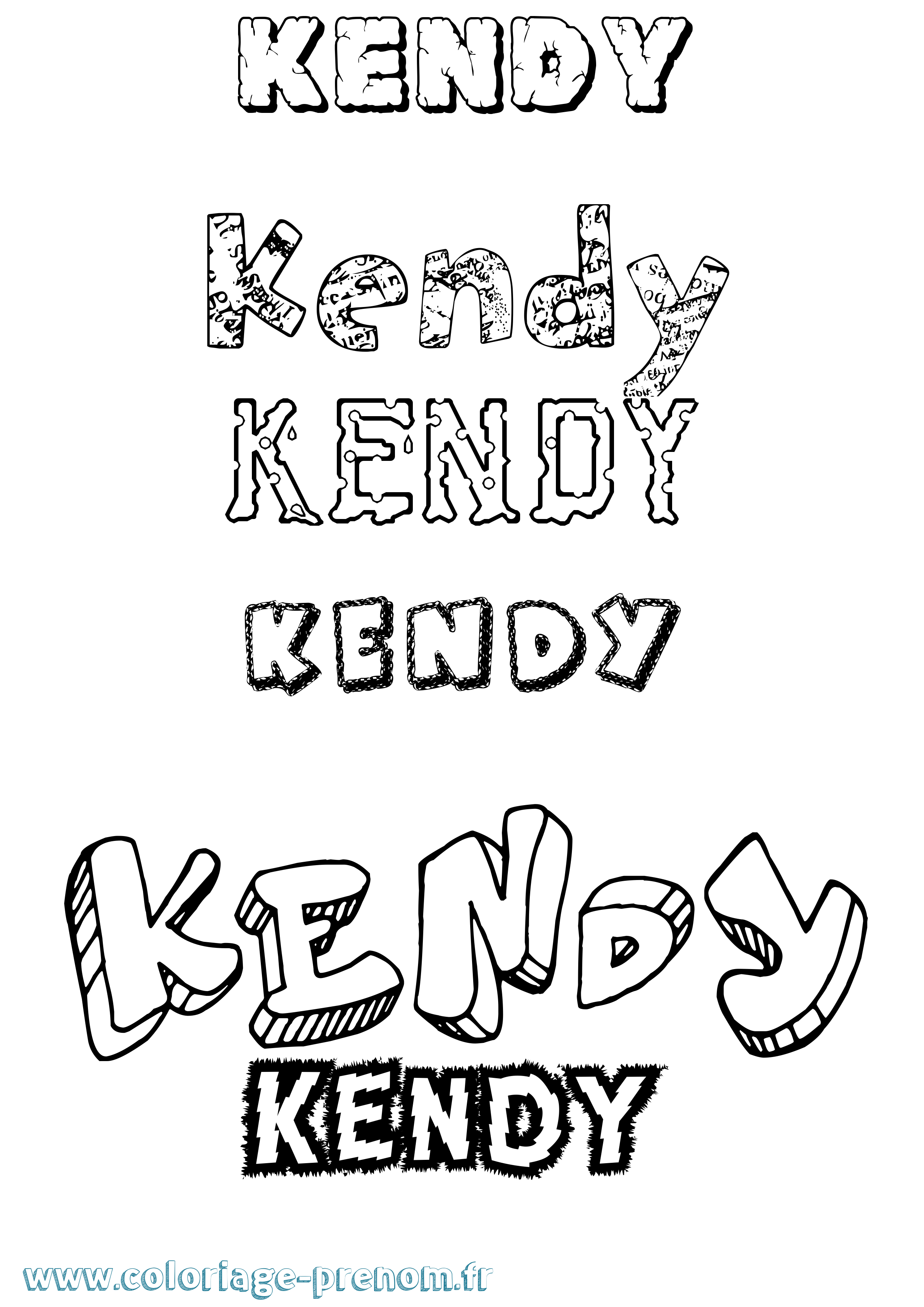 Coloriage prénom Kendy Destructuré