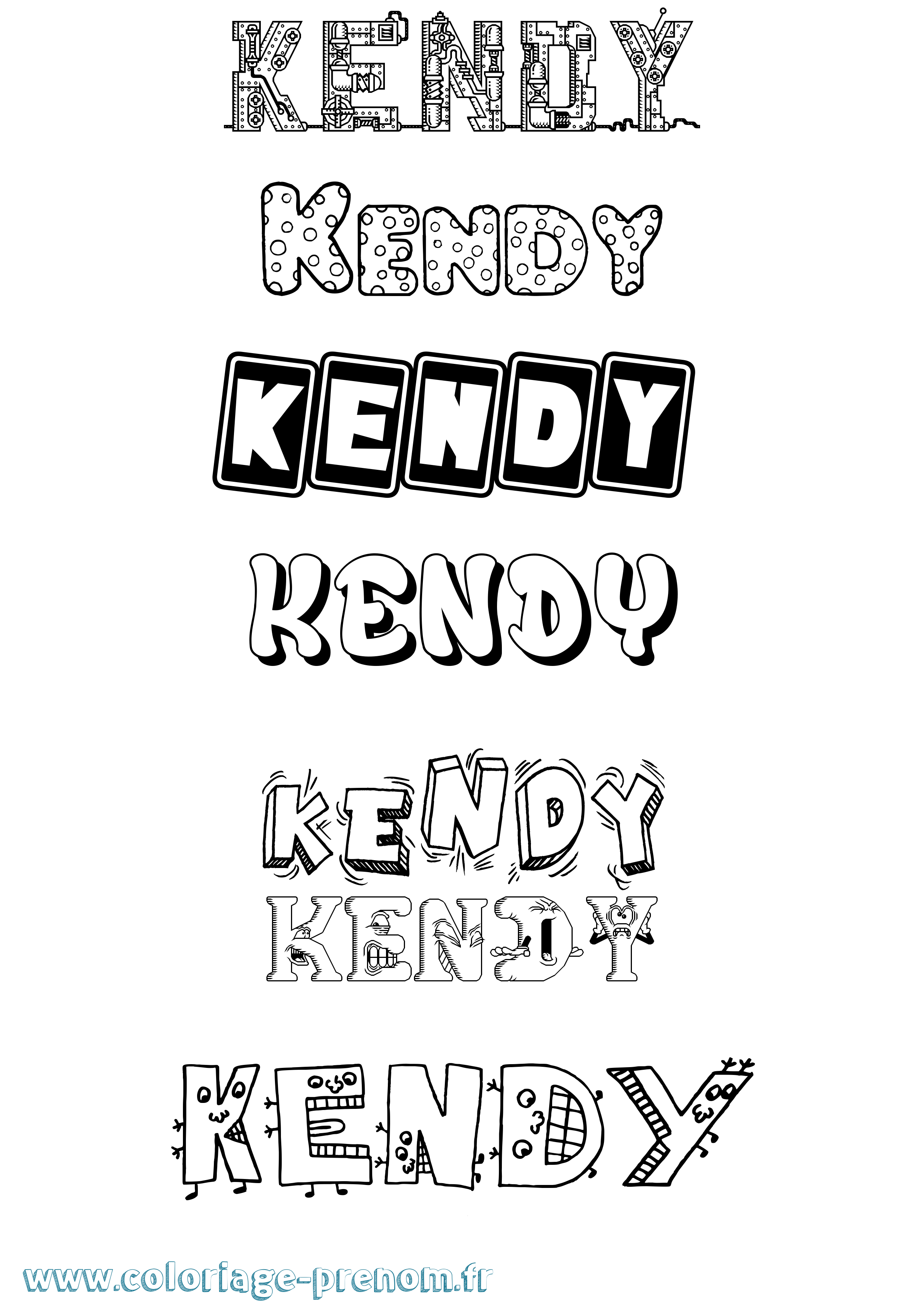 Coloriage prénom Kendy Fun